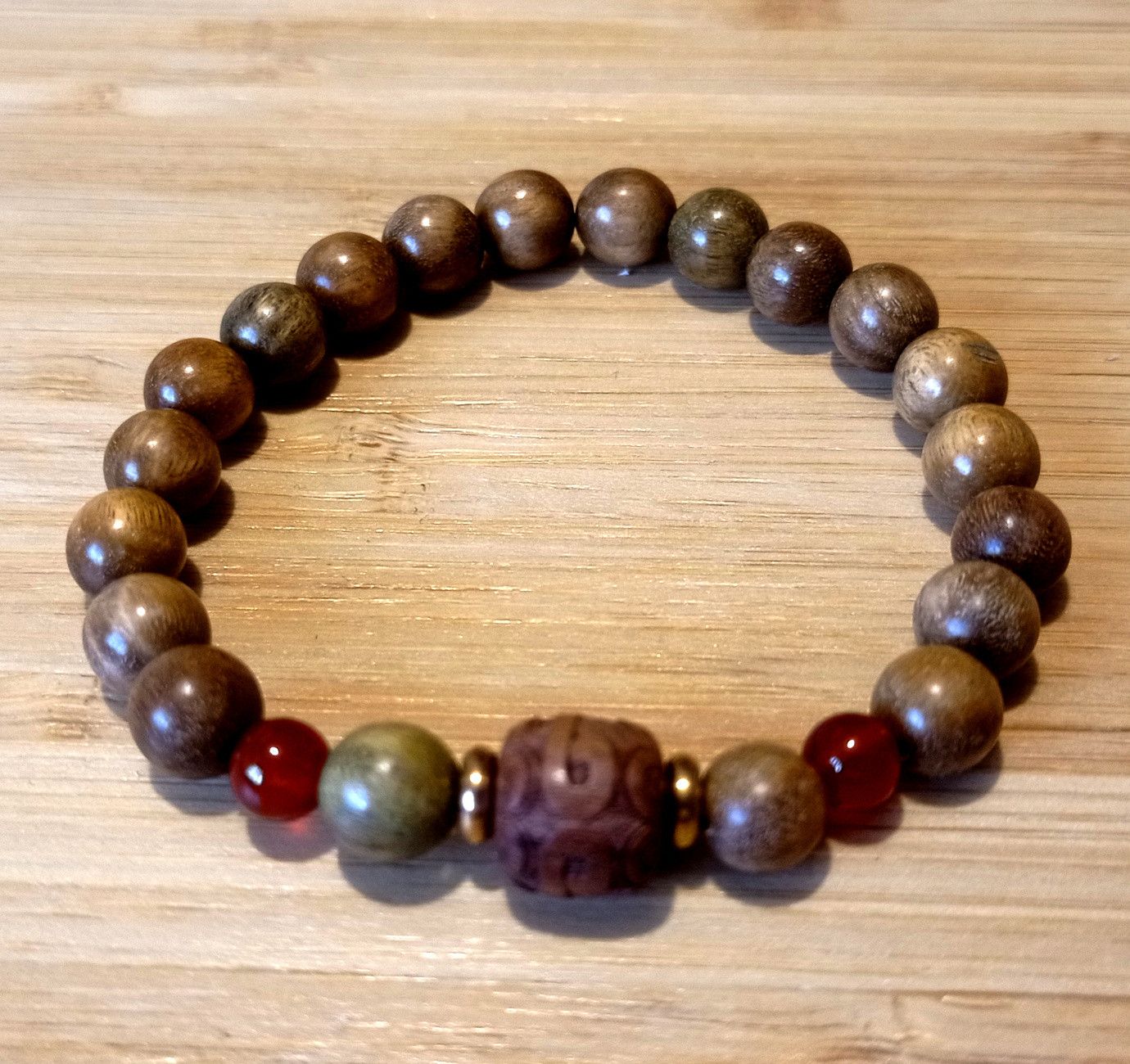 Designer × Japanese Brand Punk Art Hand Crafted Sandal Wood Engraved Bracelet Unique Size ONE SIZE - 4 Thumbnail