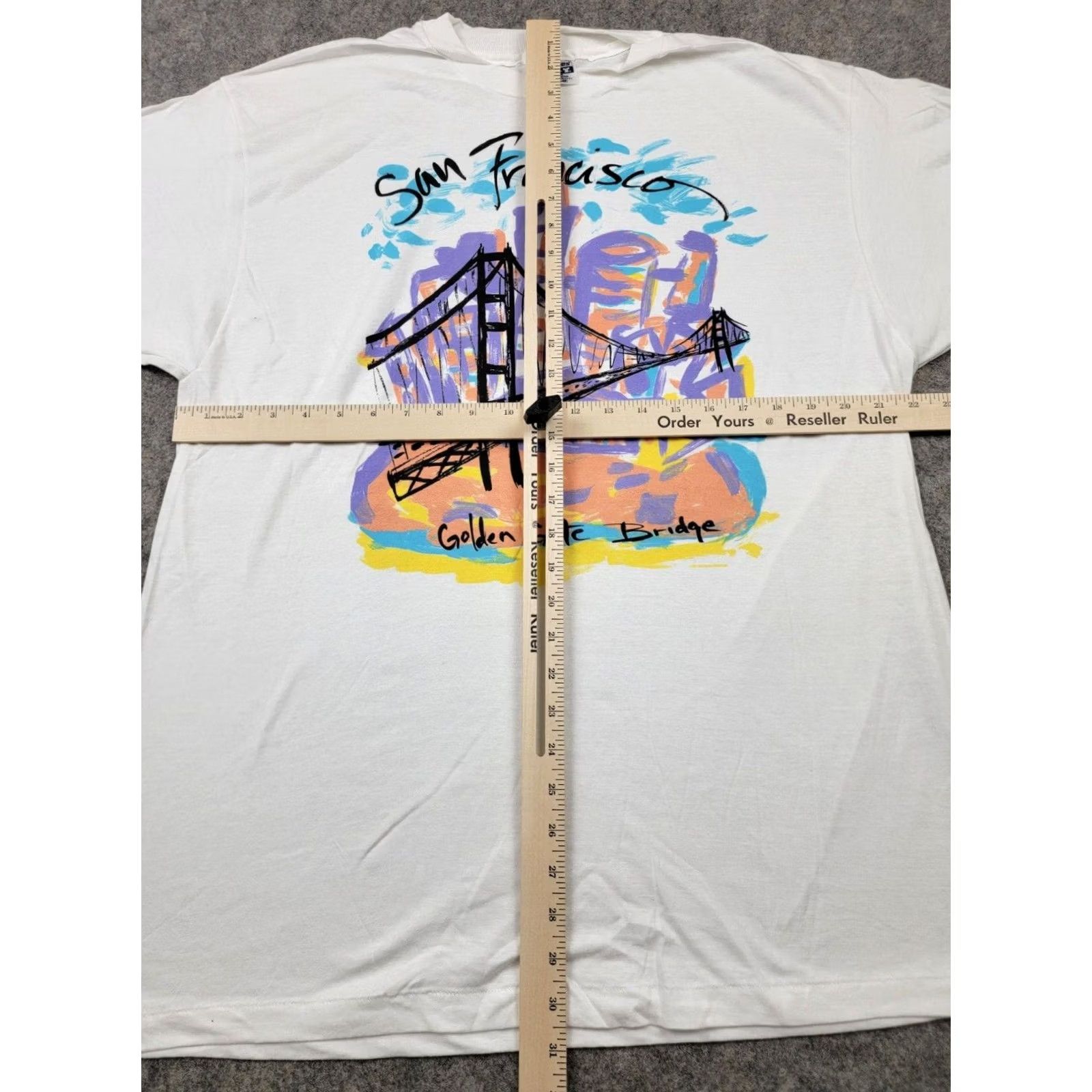 Hanes Hanes Beefy-T Shirt Mens Vintage 90s San Francisco Golden Gate Bridge White XL Graphic Print California USA Shirts Size US XL / EU 56 / 4 - 6 Thumbnail