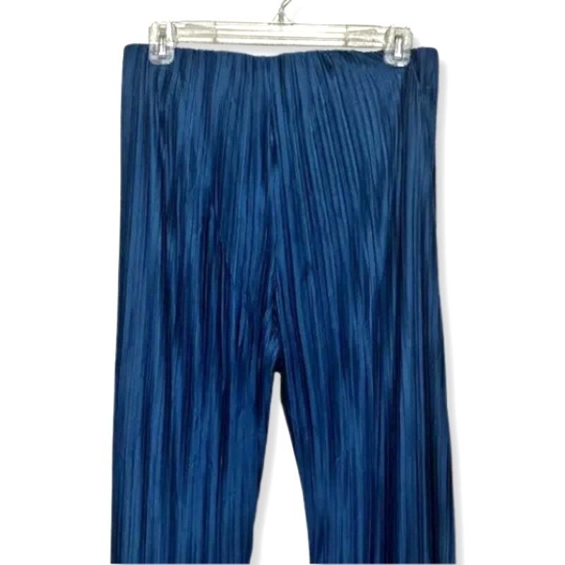 Calvin Klein Calvin Klein Wide Leg Pants Pull On Pleated Texture Blue S Size 29" - 3 Thumbnail