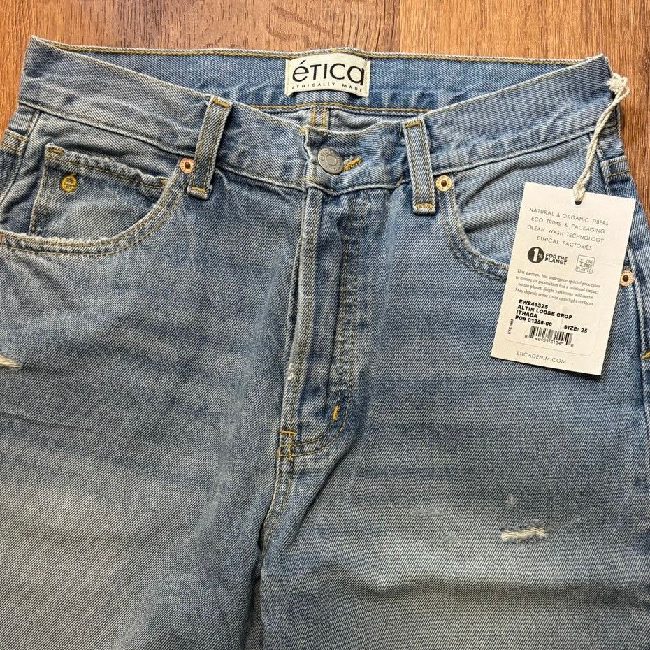 ETICA NWT Etica Altin Loose Crop Jeans Ithaca Wash Size 25 Size 25" / US 0 / IT 36 - 4 Thumbnail