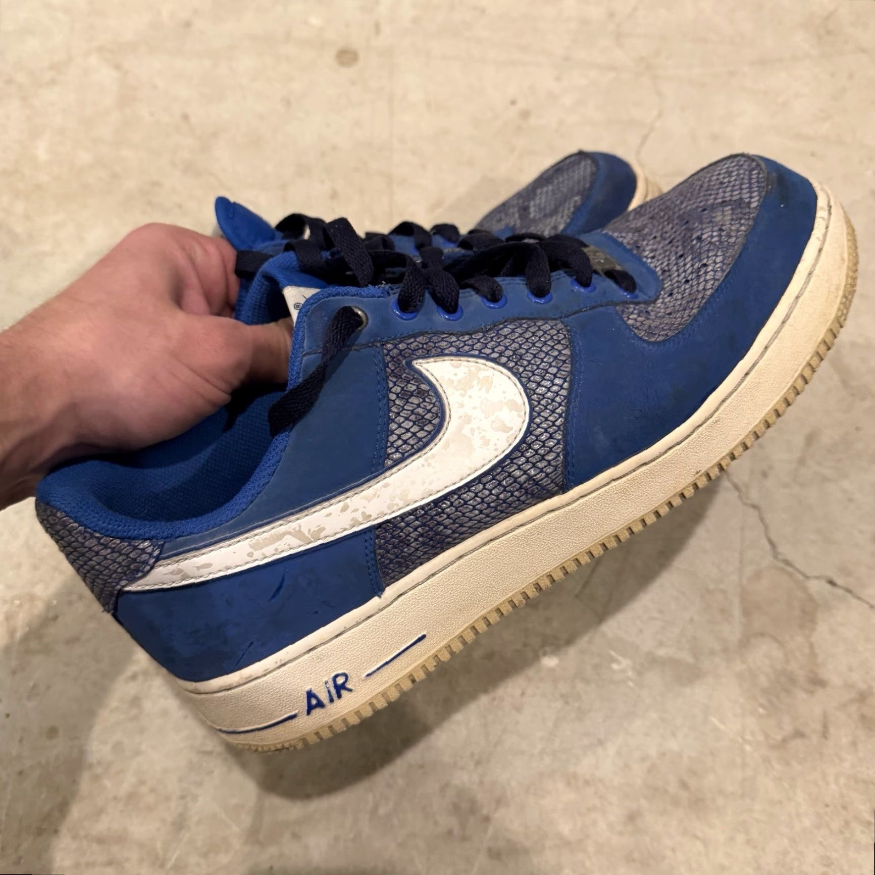 Nike Nike Air Force 1 488298-410 Snake Skin Blue White Mens 11 Low Top DISTRESSED Sneaker Size US M / EU 48-50 / 2 - 3 Thumbnail