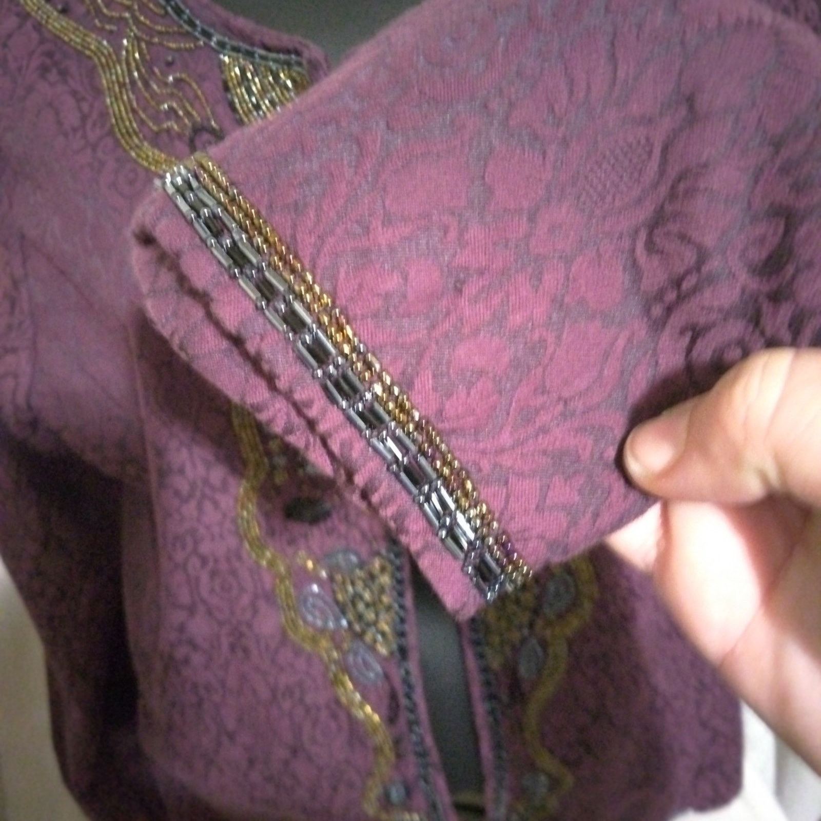 Chicos Chicos Womens Evening Jacket Purple Hook & Eye Beaded L/2 Size L / US 10 / IT 46 - 6 Thumbnail