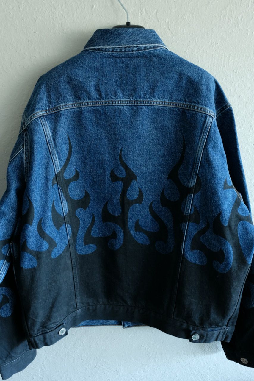 Vetements Vetements Denim Flames Jean Jacket Fire Print Balenciaga Size US L / EU 52-54 / 3 - 6 Thumbnail