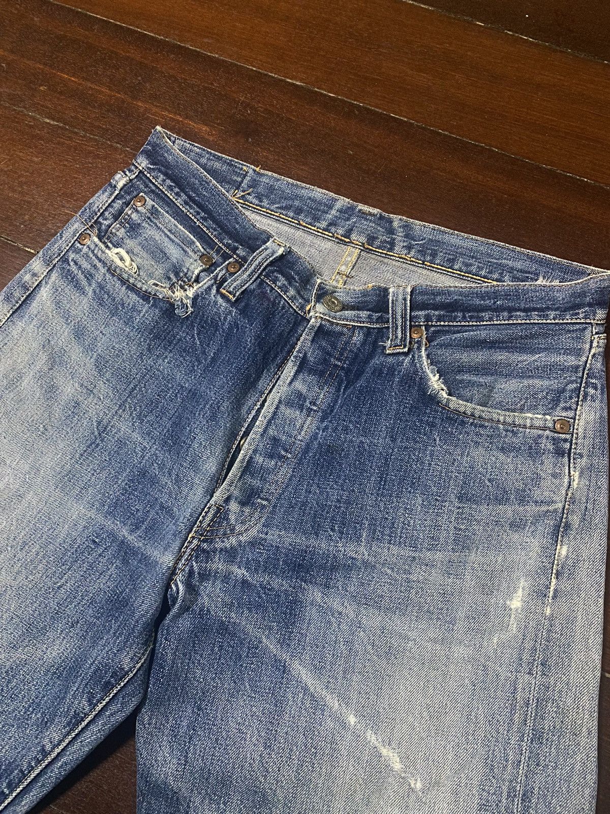 Sugar Cane Vinatge 60s repro Sugar Cane button S distressed Selvedges Size US 33 - 8 Thumbnail