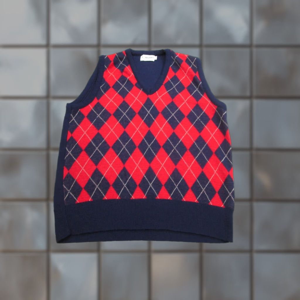 Vintage Fore Play Sportswear Vest Mens Medium Navy Red Argyle V-Neck Knit Sleeveless Pullover Made USA Sweater Vest Mens Size US M / EU 48-50 / 2 - 1 Thumbnail