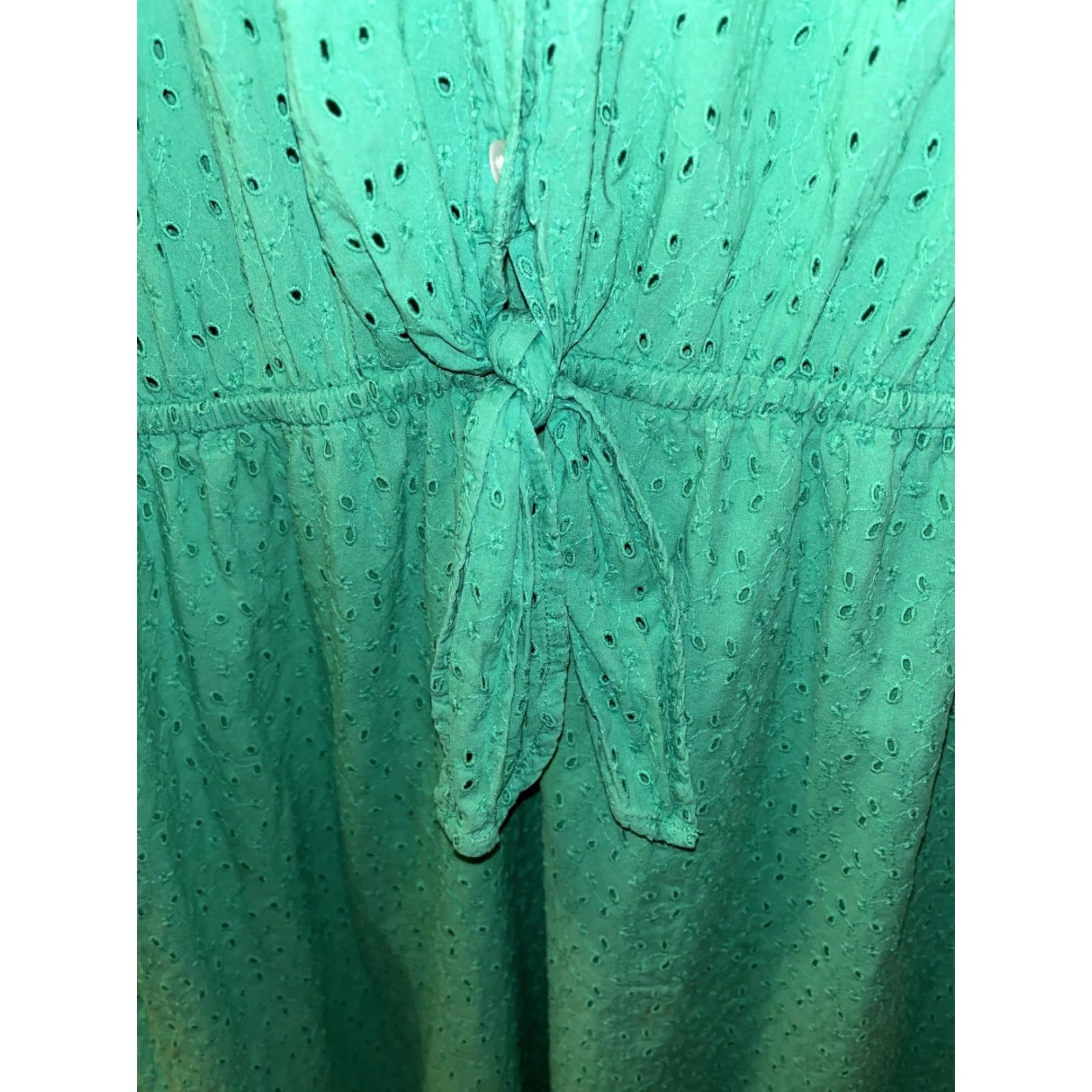 J.Crew VINTAGE J. Crew Mercantile Women's Cotton Dress Short Sleeve Collared Eyelet S Green Casual Size S / US 4 / IT 40 - 6 Thumbnail