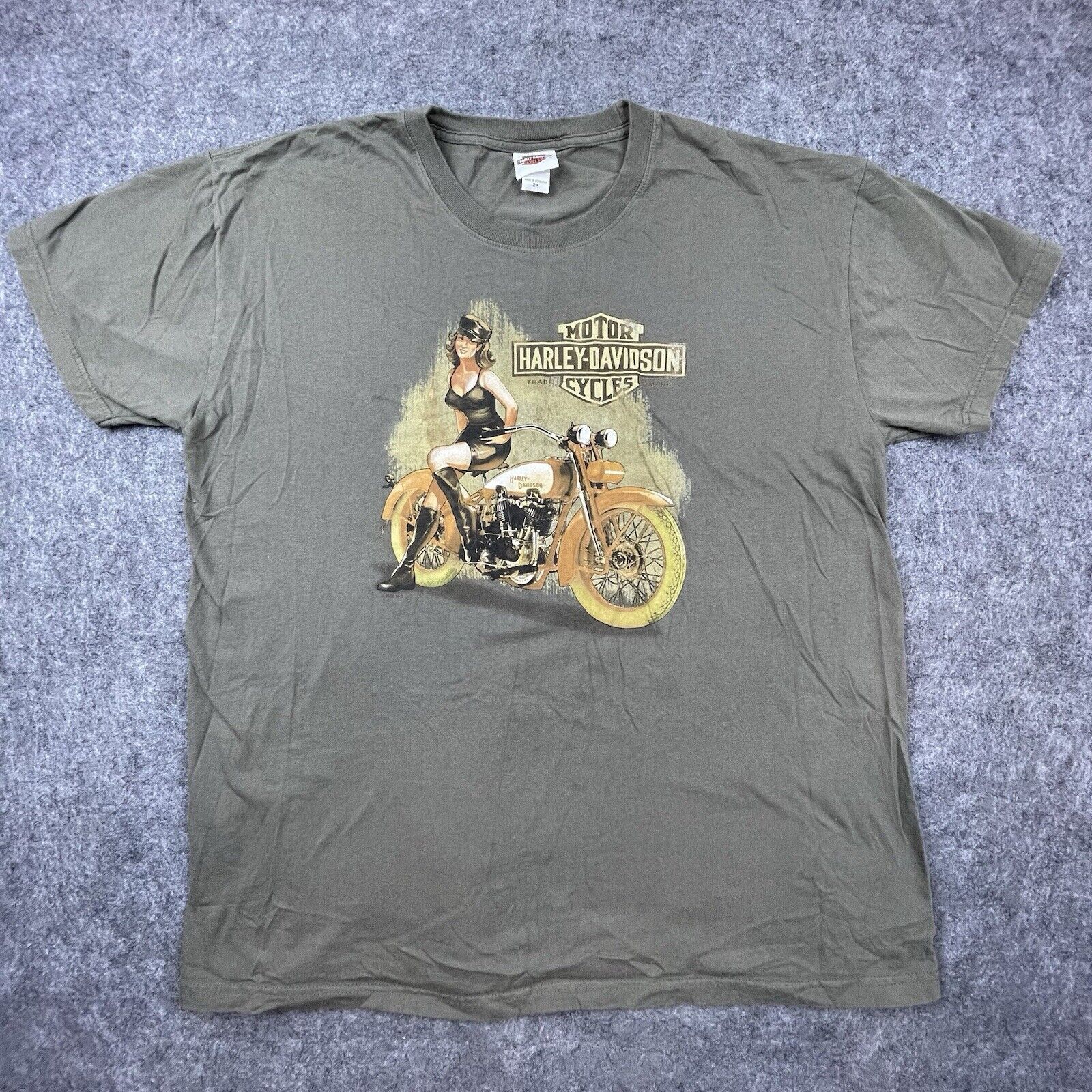 Harley Davidson Harley Davidson Shirt 2XL Tan Pin-Up Girl Fargo North Dakota Size US XXL / EU 58 / 5 - 1 Thumbnail