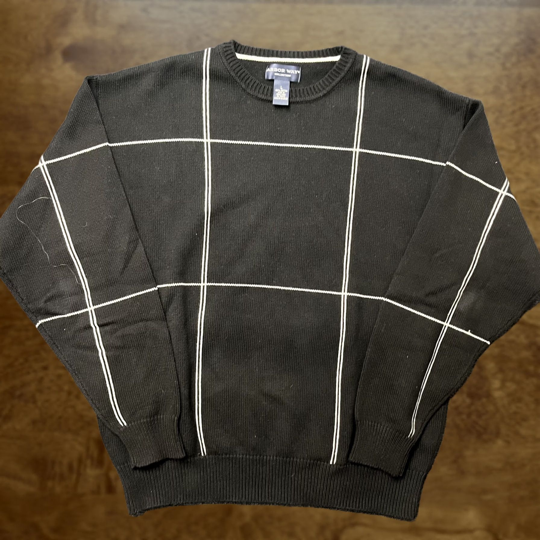 Vintage VINTAGE Arbor Way Sweater Mens Large Black Check Crewneck Cotton Knit Hong Kong Size US L / EU 52-54 / 3 - 1 Thumbnail