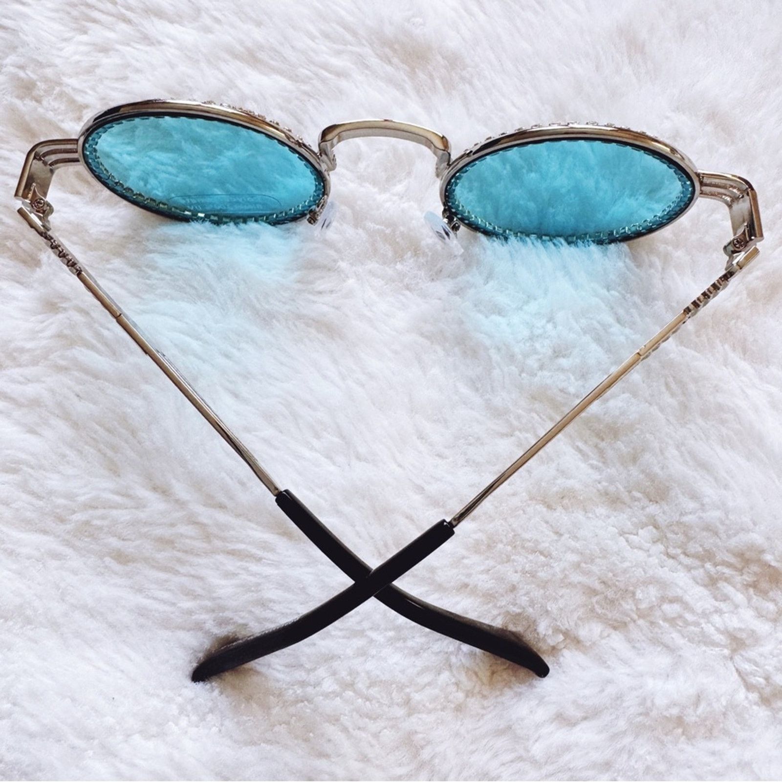 Other Kate Clear Blue Round Sunglasses Size ONE SIZE - 11 Thumbnail