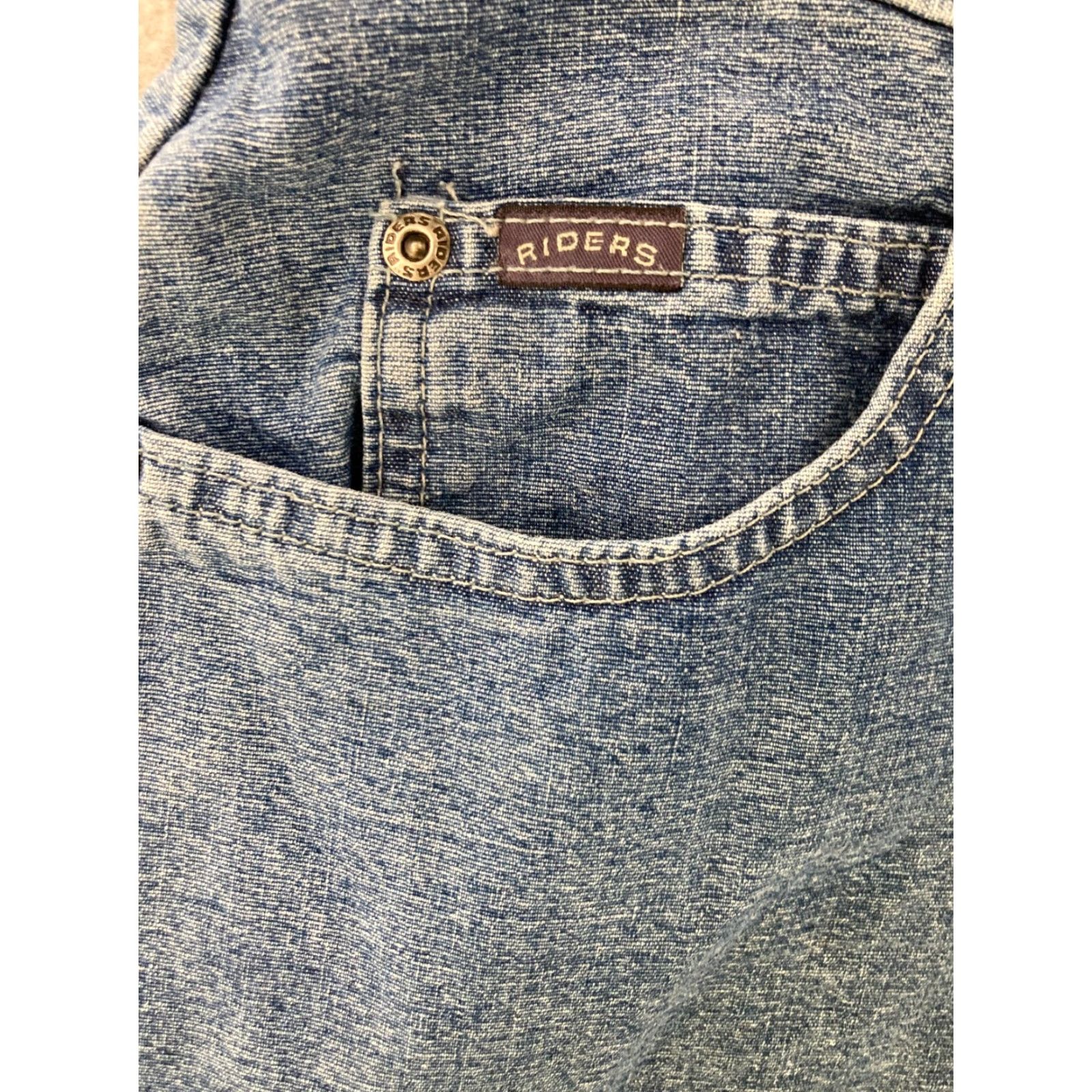 Vintage Riders Vintage 90s Blue Denim Jeans Shorts - 14 Girls, High Rise, 5-Pocket, 100% Cotton, Mom Style, Blue, Pants, Jeans, 90s Theme, Womens Size 36" / US 14 / IT 50 - 7 Thumbnail