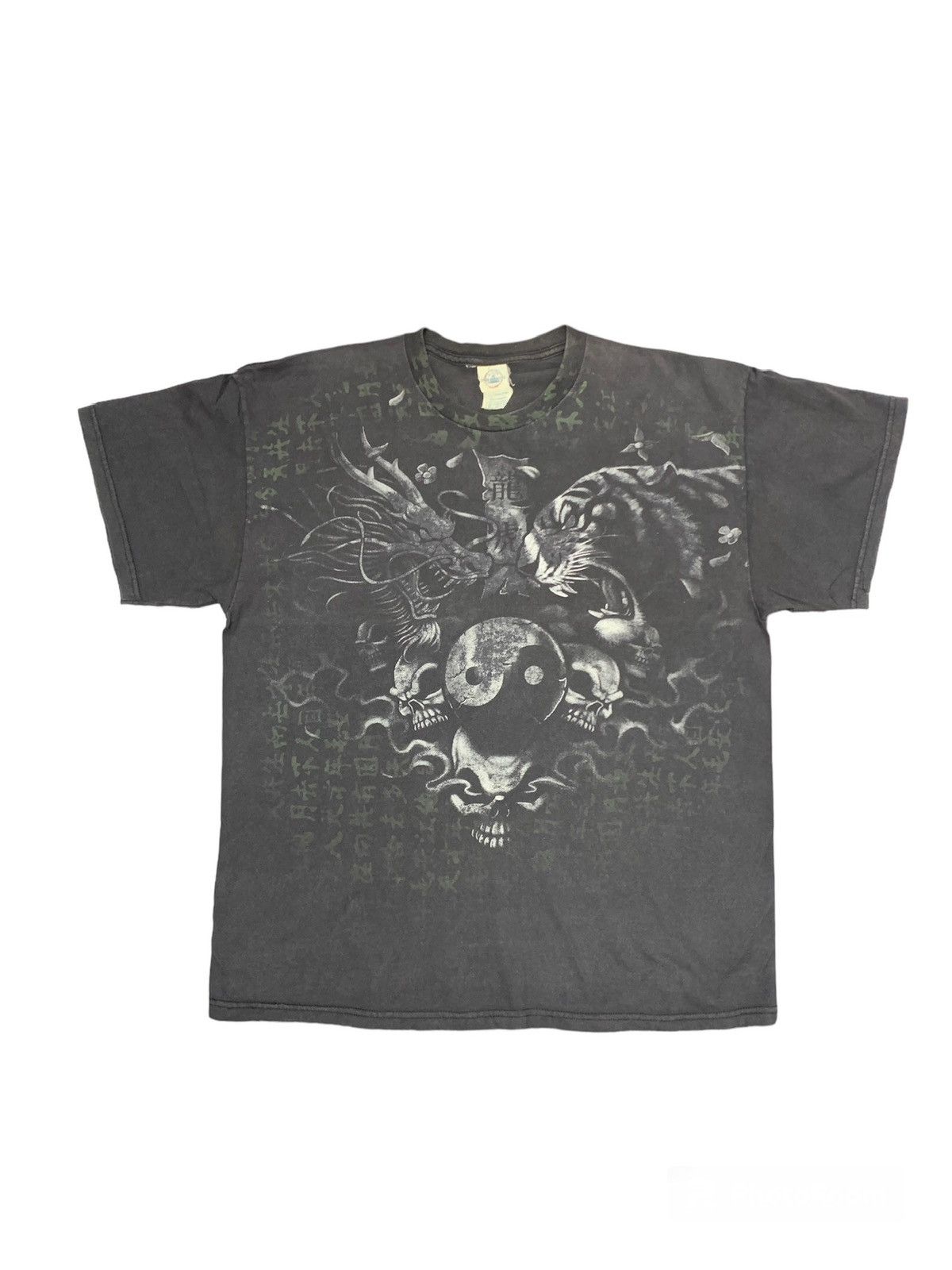 image of Skulls x Vintage Y2K Faded Skull Tee in Black, Men's (Size XL)