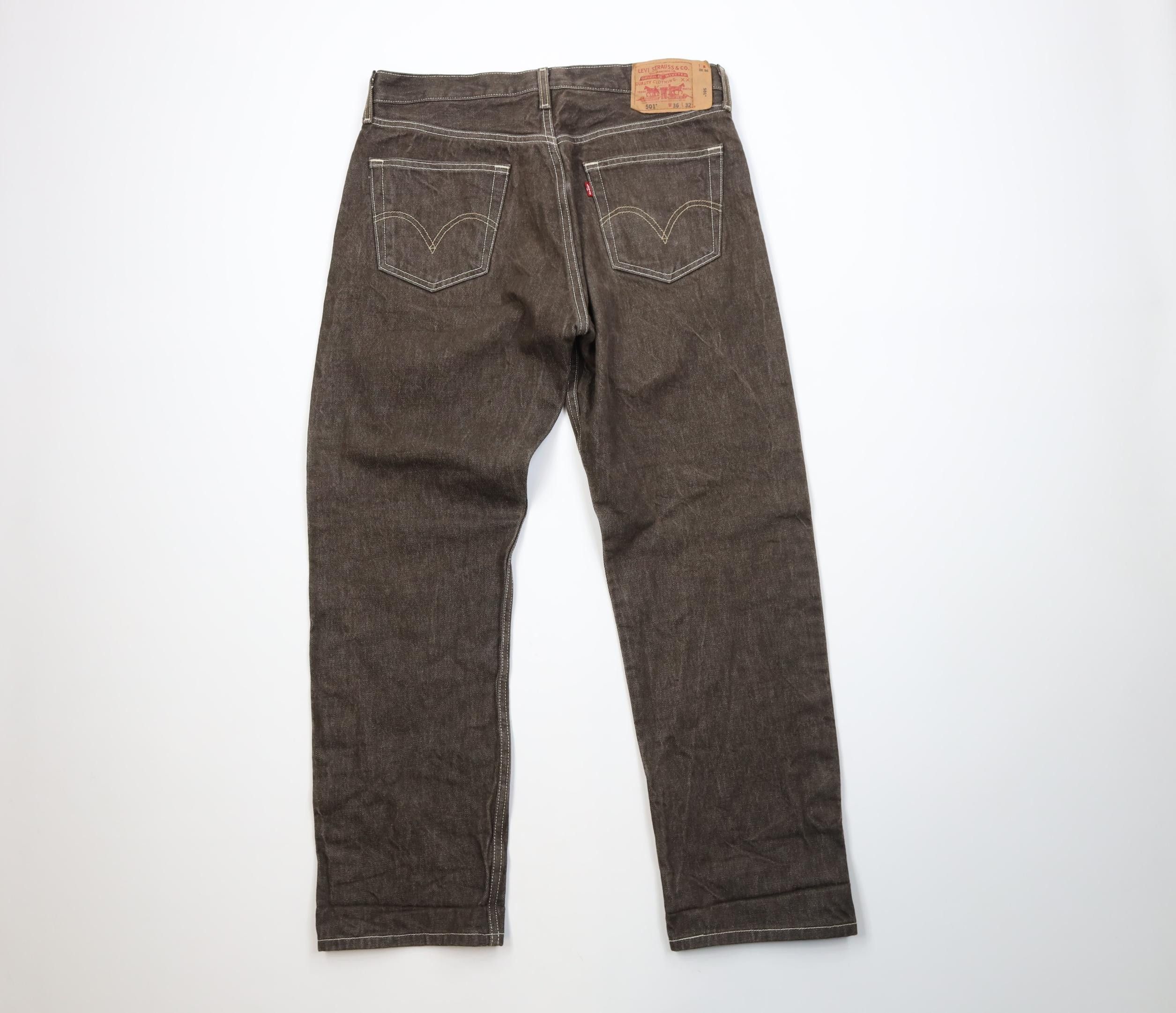 Levi's Vintage Y2K Levis 501xx Fly Regular Straight Leg Jeans Brown Size US 36 / EU 52 - 9 Thumbnail