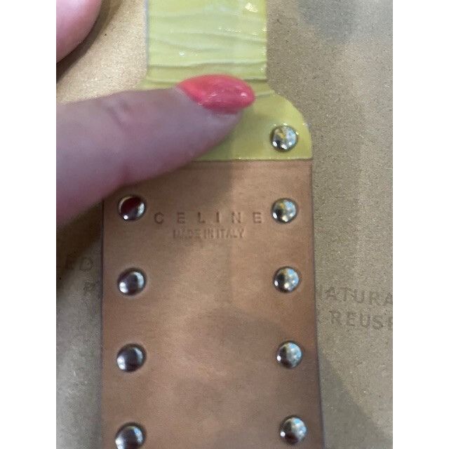 Celine Yellow Celine Leather Silver Studded Wrap Bracelet - Triomph Size ONE SIZE - 6 Thumbnail