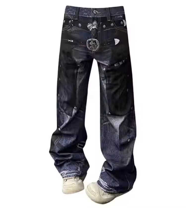 Jean Black Denim Pants with Grommet Details Size US 32 / EU 48 - 5 Thumbnail