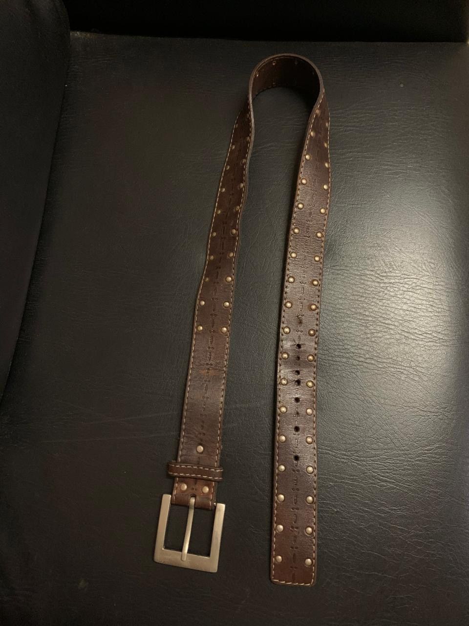 If Six Was Nine × Japanese Brand × Le Grande Bleu (L.G.B.) Dark brown studded pattern belt Size ONE SIZE - 1 Thumbnail