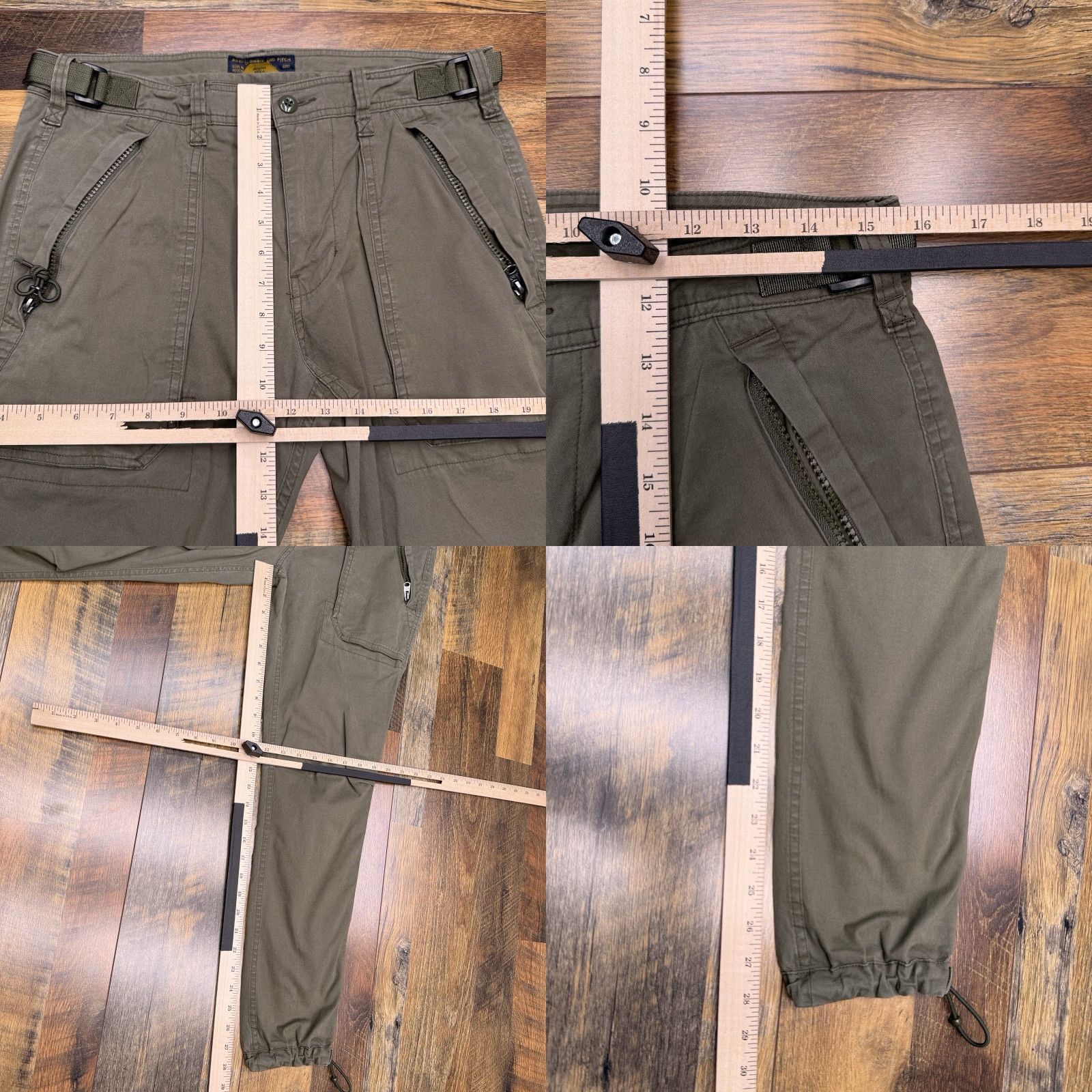 Abercrombie & Fitch Slim Straight Pants Mens 30x30 Green Mid Rise Zip Pockets