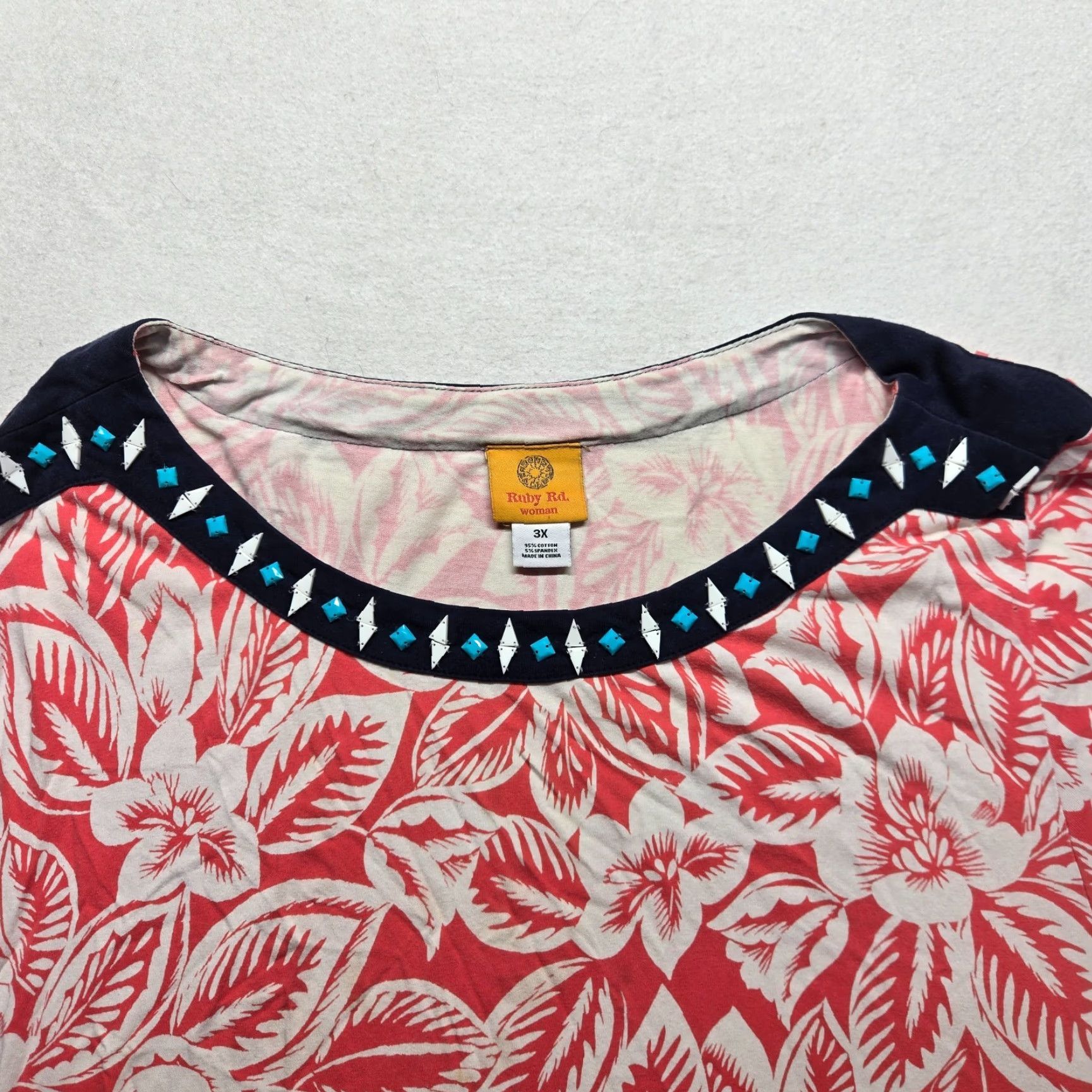 Vintage Ruby Road Shirt Adult Women's Plus Size 3X Red Floral All Over Print Size XXL / US 16-18 / IT 52-54 - 2 Thumbnail