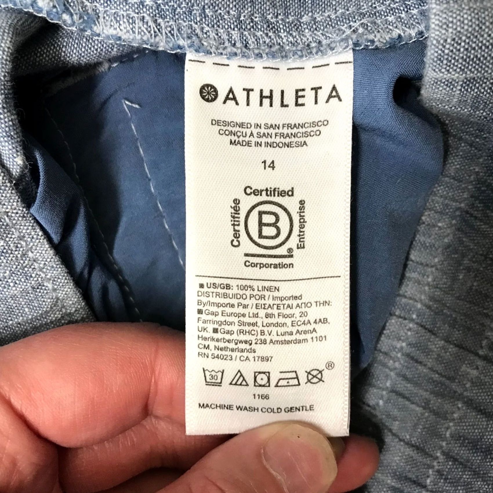 Athleta Athleta Women's 14 Blue Linen Jogger Pant Drawstring Waist Size 36" / US 14 / IT 50 - 8 Thumbnail