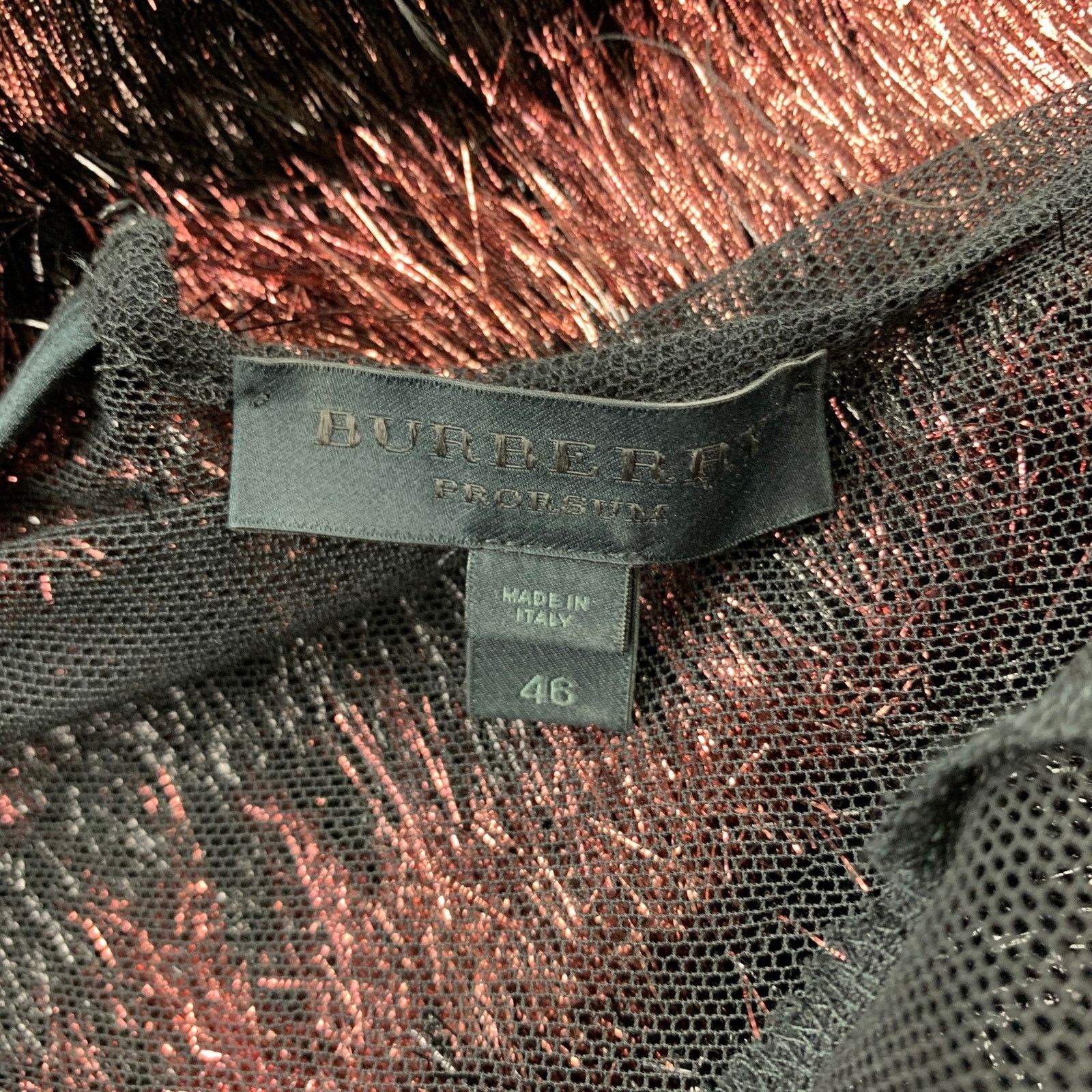 Burberry Prorsum Black & Pink Nylon / Polyester Tinsel Illusion Eyelash Dress Size L / US 10 / IT 46 - 6 Thumbnail