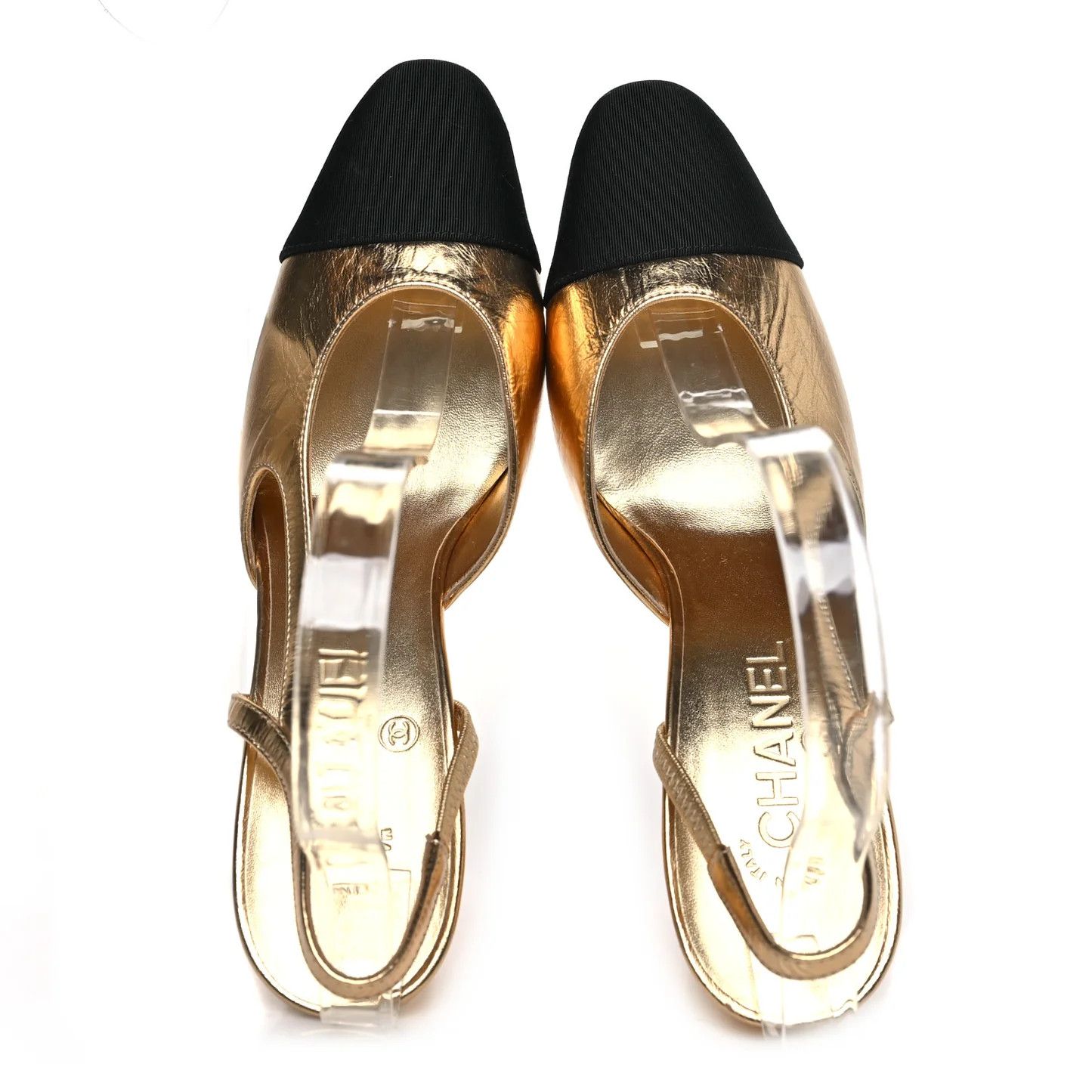 Chanel o1h1sh10526 Grosgrain Slingbacks in Gold/Black Size US 8 / IT 38 - 2 Thumbnail