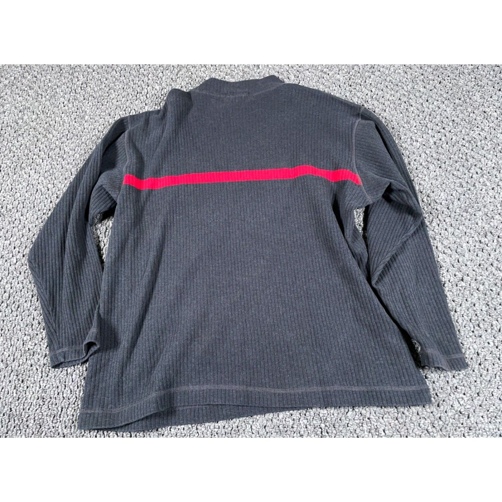 Nautica VINTAGE Nautica 90s Men's XL Sweater Ribbed Mock Neck Pullover Casual Pullover Gray Red Striped Size US XL / EU 56 / 4 - 2 Thumbnail