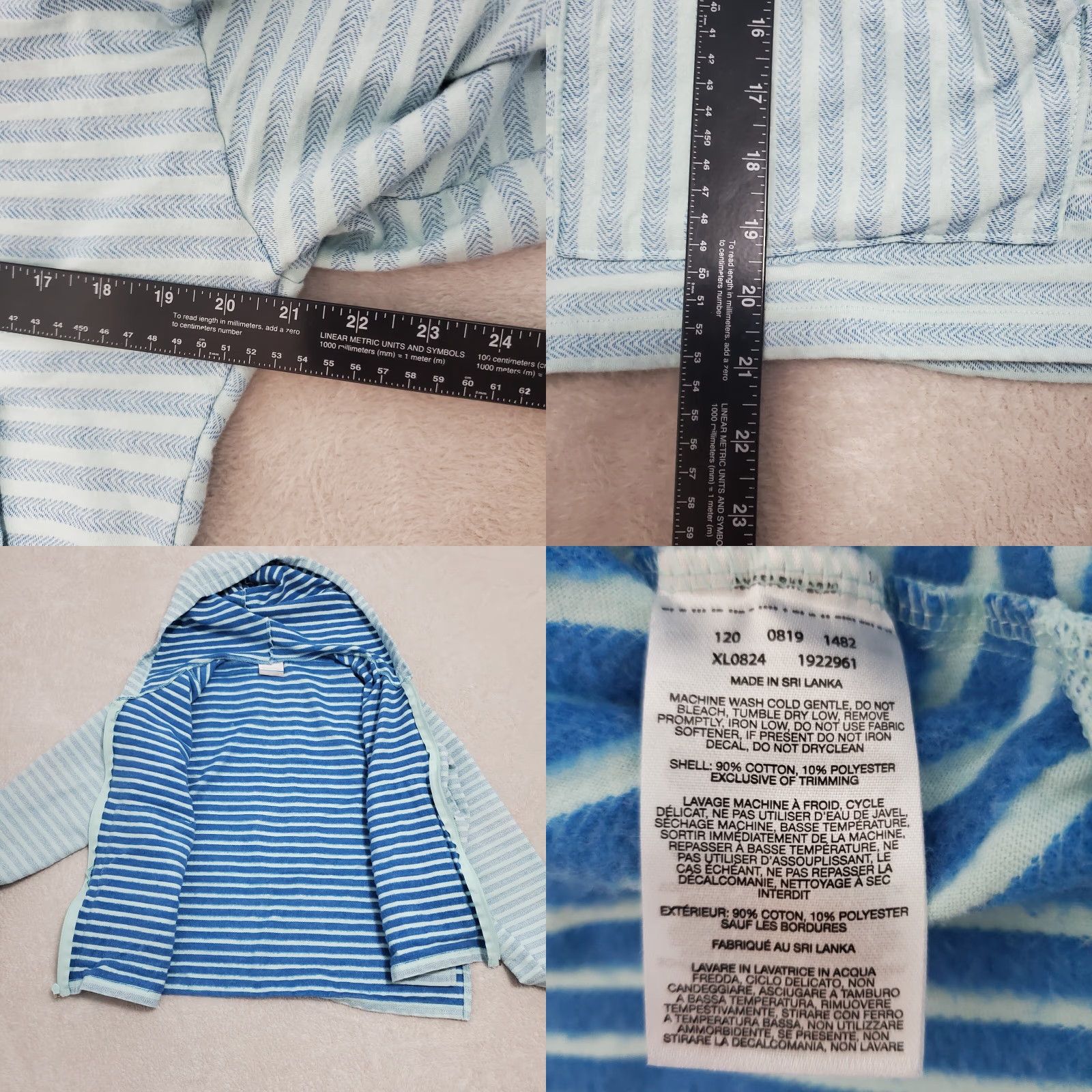 Vintage Columbia Hoodie Women L Blue Striped Full Zip Cotton Blend Beach Coastal Spring Fall Summer Womens Size L / US 10 / IT 46 - 8 Thumbnail