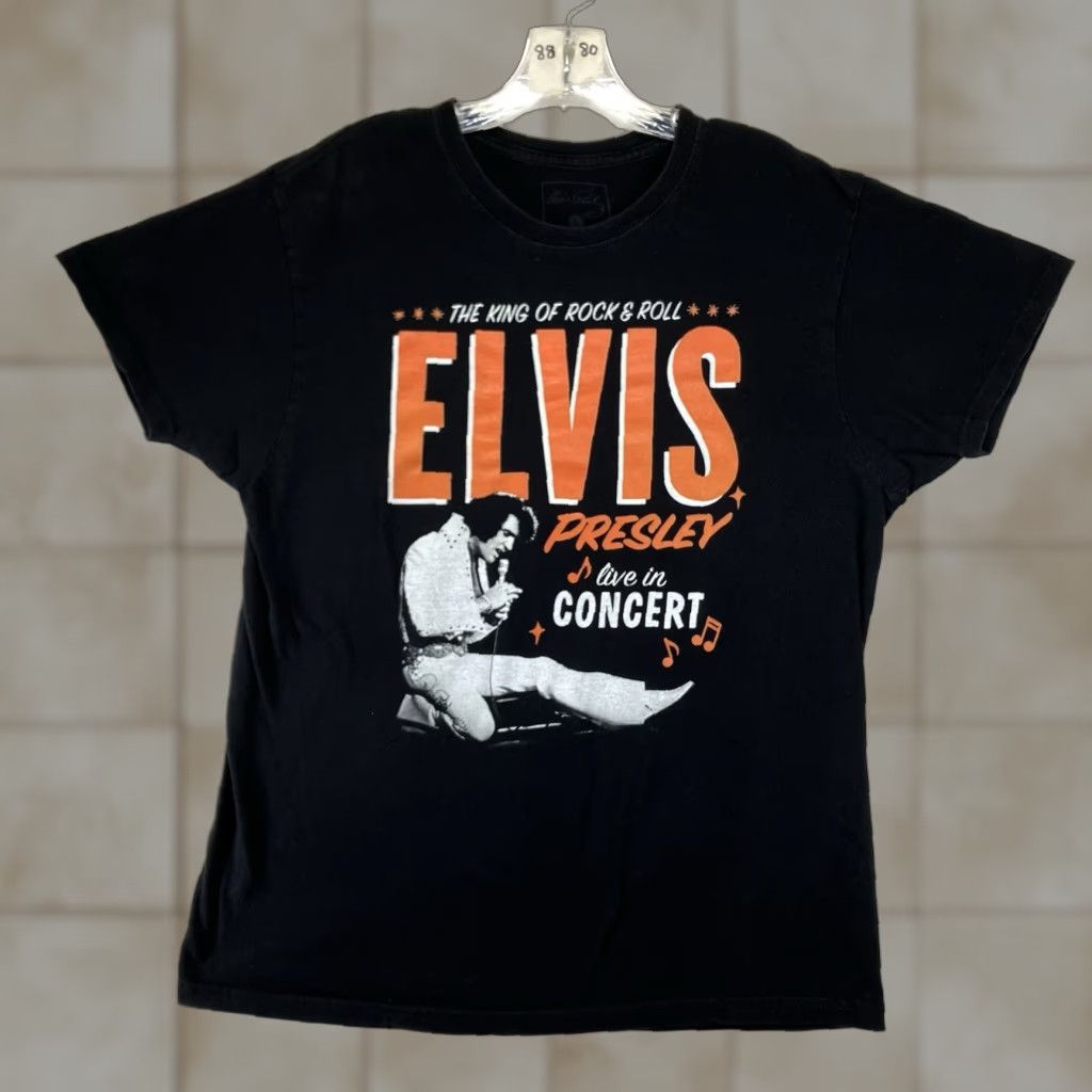 Vintage ELVIS PRESLEY Shirt Womens Large Black Crew Neck Short Sleeve Graphic 60s 70s Music Band Casual Size L / US 10 / IT 46 - 1 Thumbnail