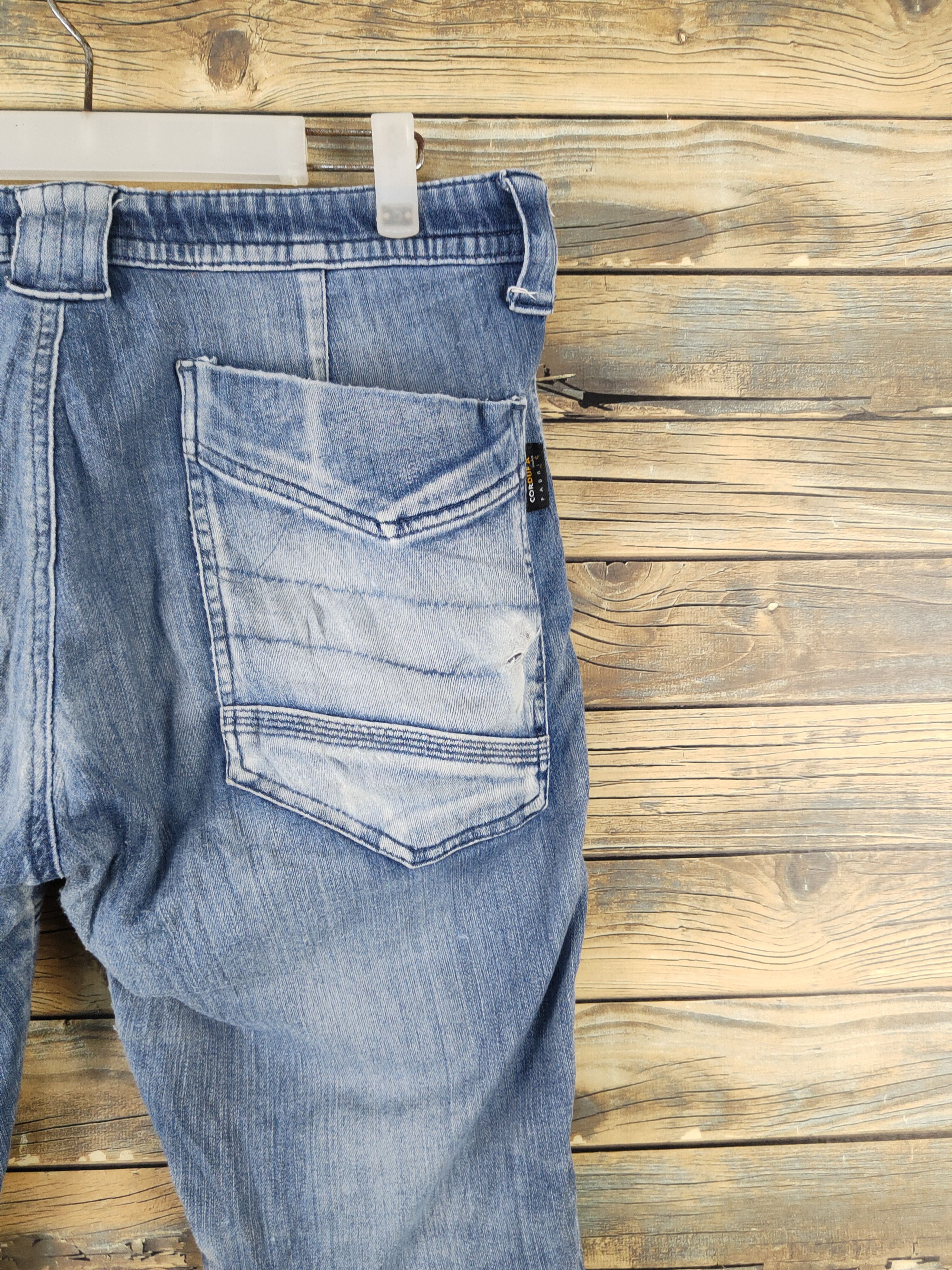 Japanese Brand FieldCore Blue Distressed Ripped Jogger Jeans #W2080 Size US 33 - 12 Thumbnail