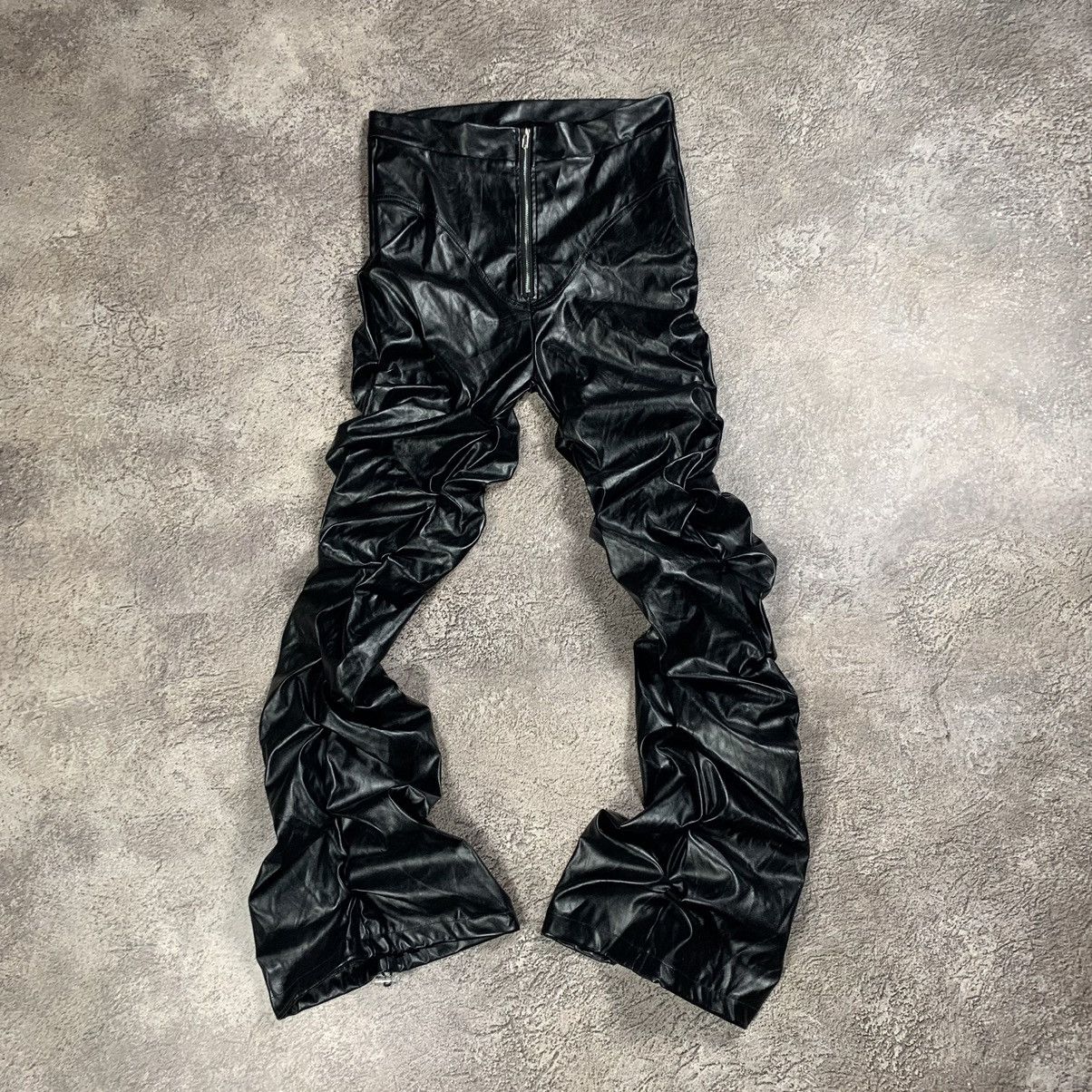 image of Vintage Y2K Leather Pants Flared Spring Japan 90's in Black, Women's (Size 30)
