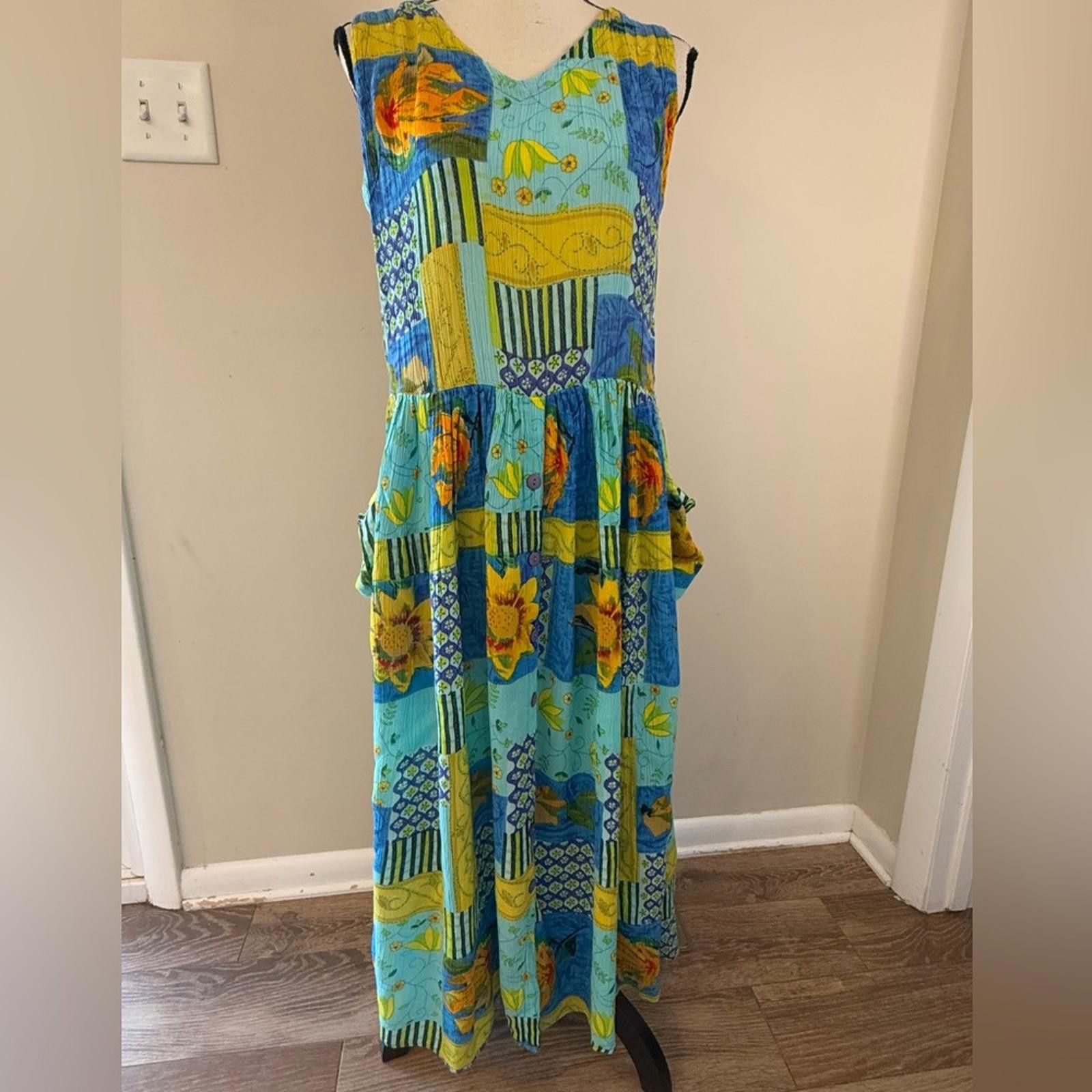 New Balance Bila boho floral patchwork maxi sundress pockets SZ SM Size S / US 4 / IT 40 - 7 Thumbnail