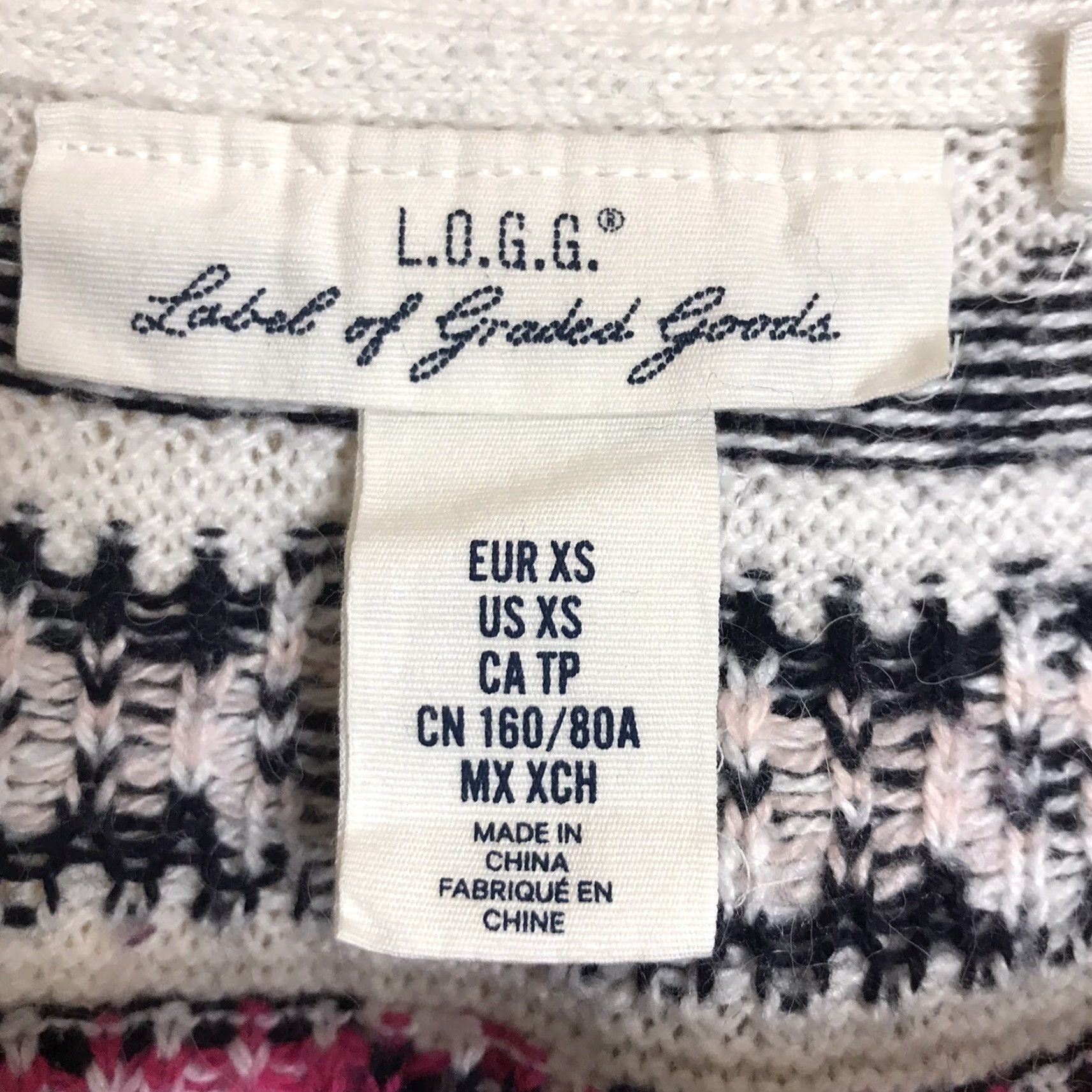 H&M H&M LOGG Sweater Womens XS Fair Isle Knit Pullover LightWeight Alpaca Ivory Pink Blue Casual Wool Blend Knit Size XS / US 0-2 / IT 36-38 - 2 Thumbnail