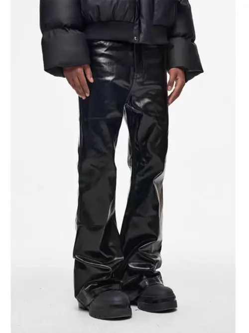 VIBE High street style coated waxed glossy bootcut baggy jeans Size US 34 / EU 50 - 6 Thumbnail