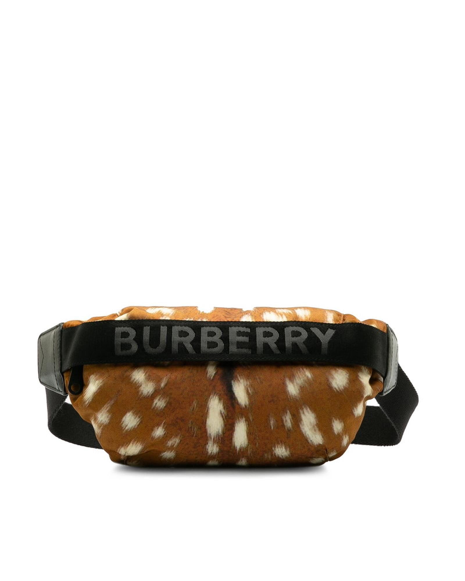image of Burberry Nylon Printed Belt Bag In Brown, Women's