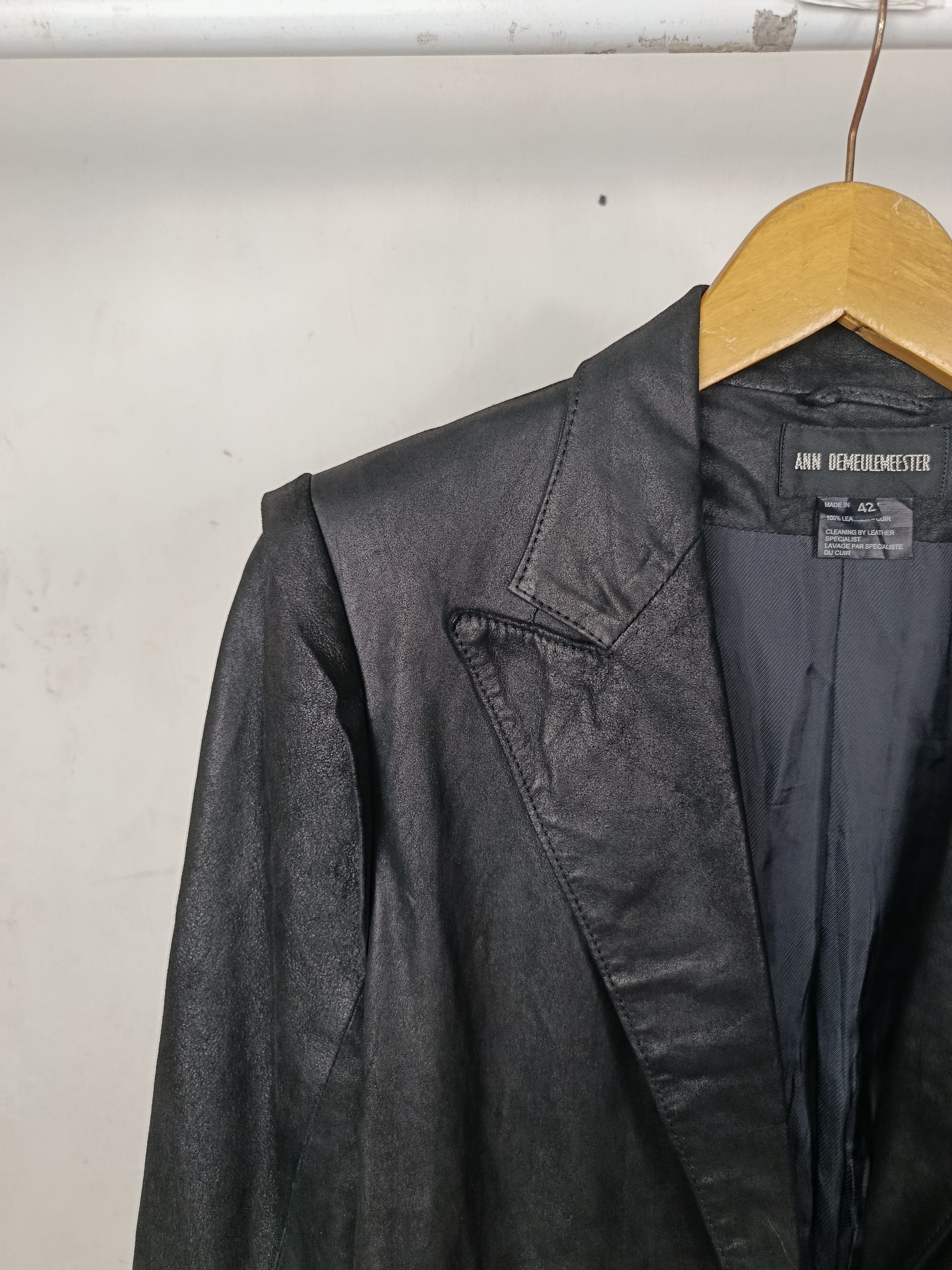 Ann Demeulemeester Vintage 00s Ann Demeulemeester Leather Blazer Size M / US 6-8 / IT 42-44 - 5 Thumbnail