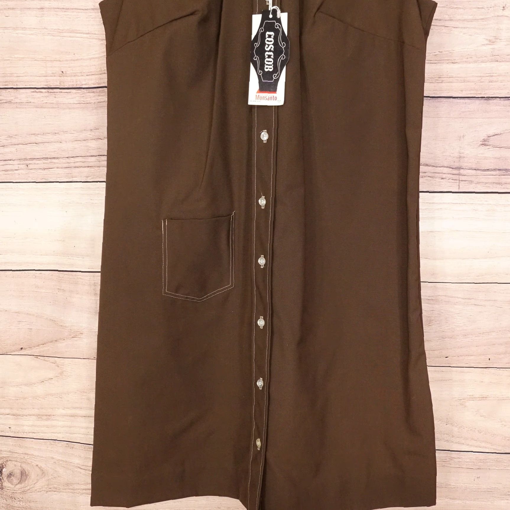Cos VINTAGE Cos Cob Dress Shirt Dress Womens 13/14 Sleeveless Button Up Brown 70s Deadstock Size M / US 6-8 / IT 42-44 - 3 Thumbnail