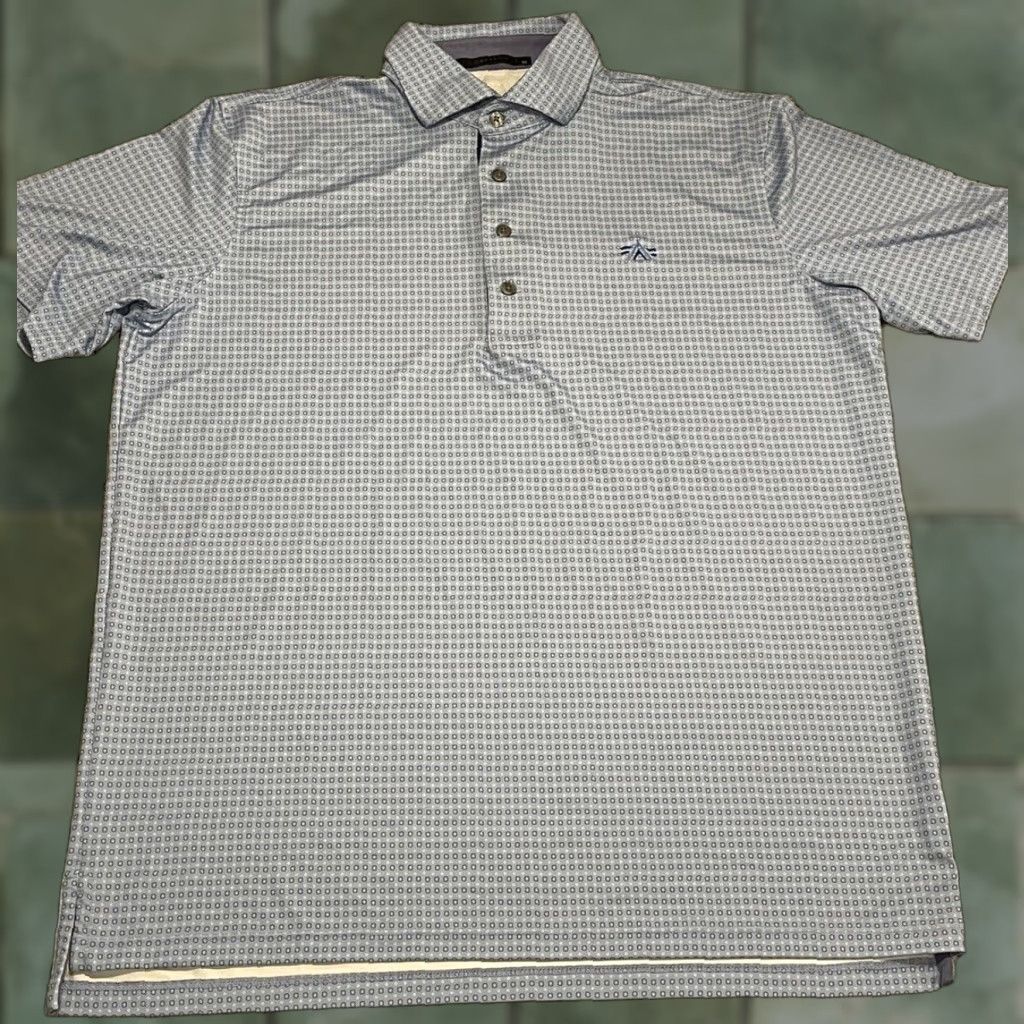 Vintage Greyson Polo Shirt Men Medium Blue Geometric Short Sleeve Performance Golf Shirt Size US M / EU 48-50 / 2 - 1 Thumbnail