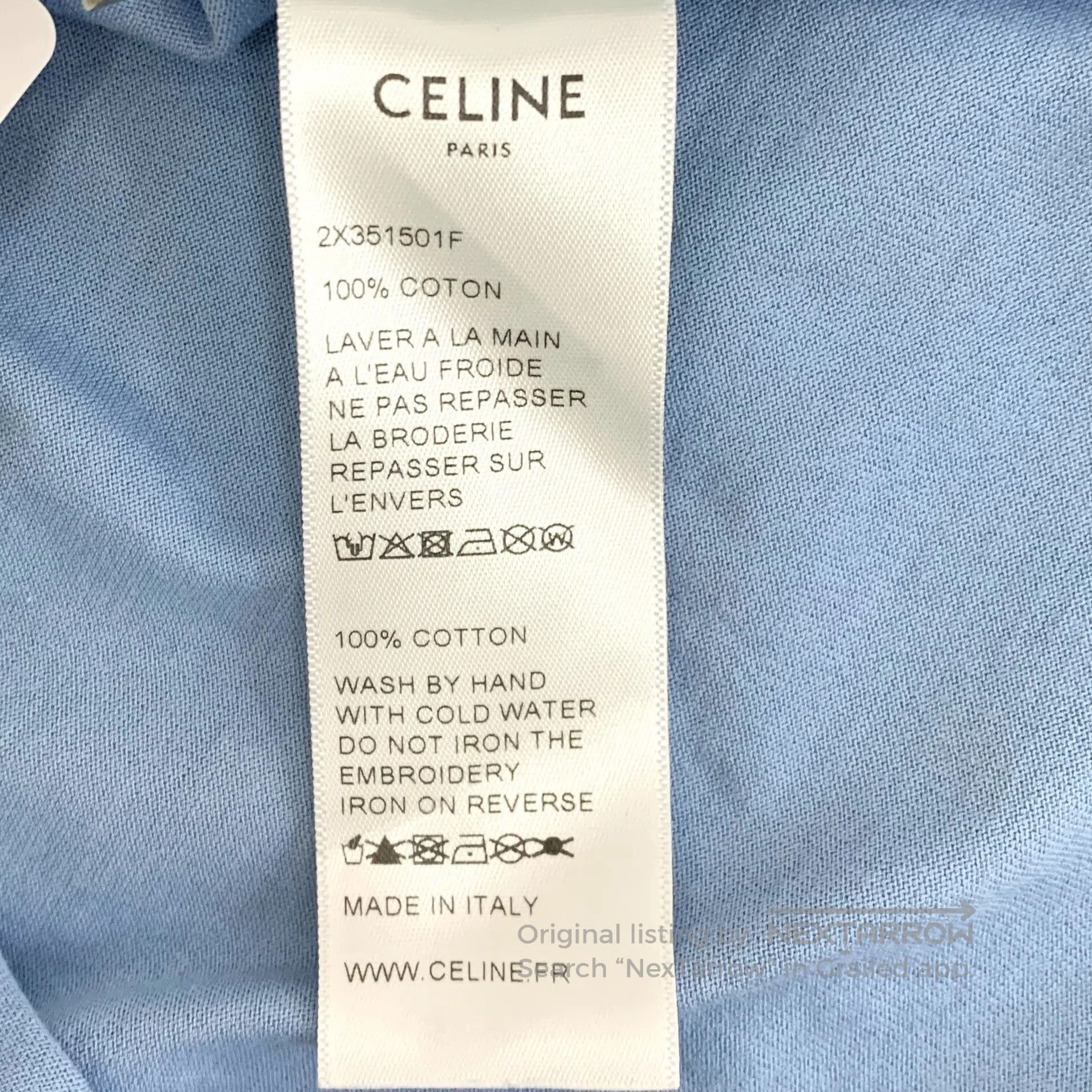 Celine CELINE Blue logo lettering foil cotton round neck short sl Size US S / EU 44-46 / 1 - 6 Thumbnail