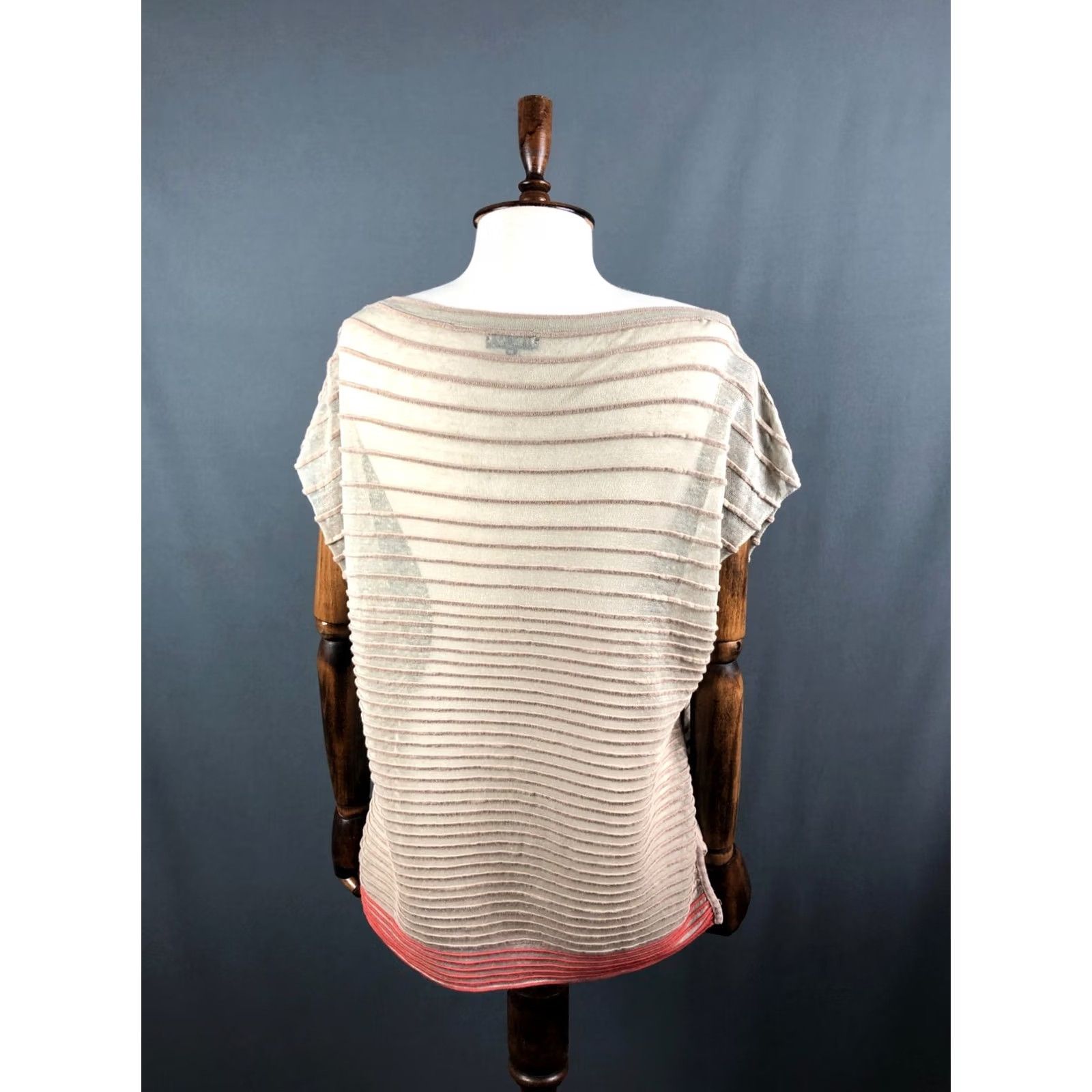 Vintage IVKO Women Beige Cotton Blend Blouse Size 38 Striped Size XS / US 0-2 / IT 36-38 - 3 Thumbnail