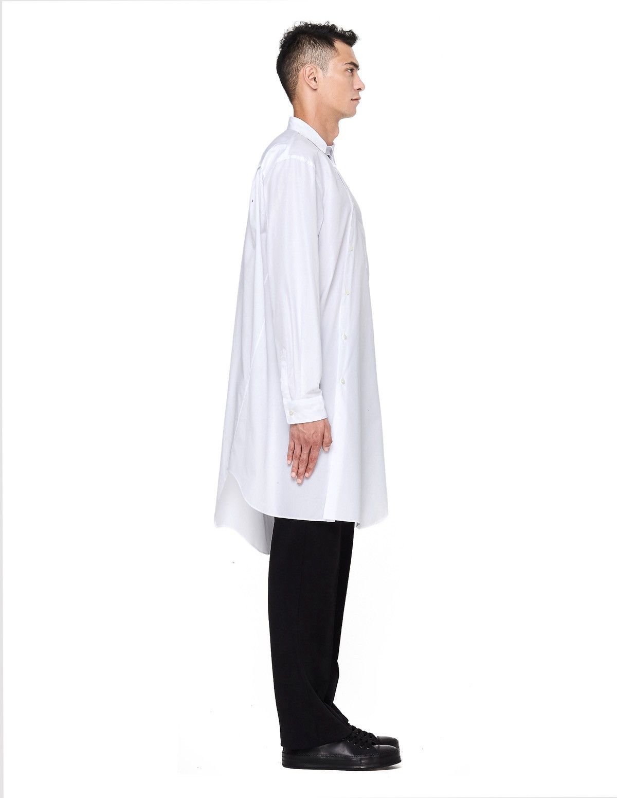 Comme des Garcons Comme Des Garcons Mens White Asymmetric Button Up Long Shirt Size US XS / EU 42 / 0 - 2 Thumbnail