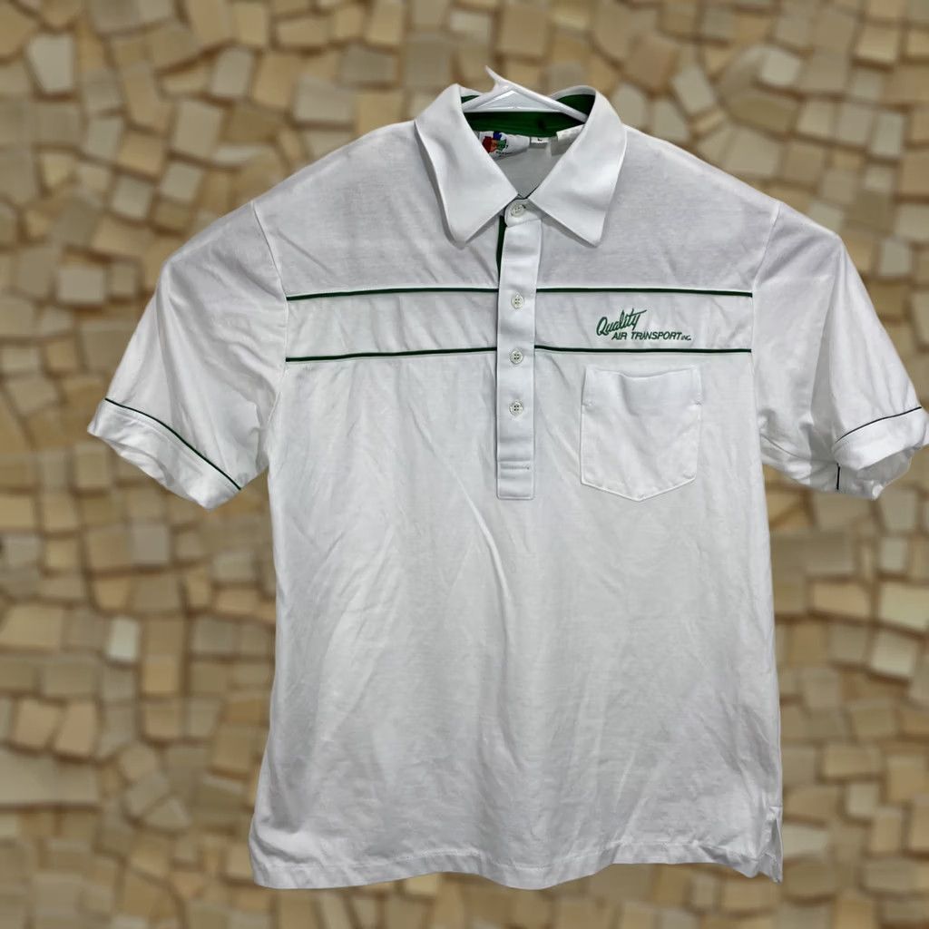 Vintage VINTAGE Midwest Quality Air Transport Polo Shirt Pocket 1/2 Button Large White Size US L / EU 52-54 / 3 - 1 Thumbnail