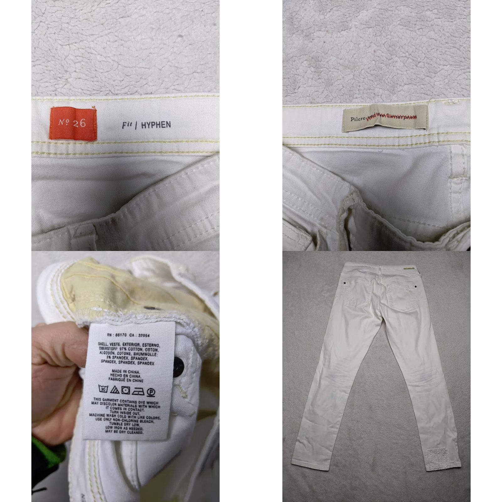 Vintage Pilcro and the Letterpress Hyphen Womens 26 2 White Jeans Skinny Patches Destroy Skinny Jeans Womens 26 White Denim Slimming Modern 90s? Size 30" / US 8 / IT 44 - 8 Thumbnail