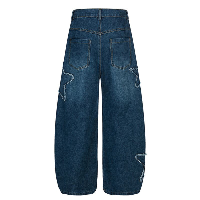 Vintage American Retro Star-Embroidered Curved-Leg Jeans Size US 32 / EU 48 - 2 Thumbnail