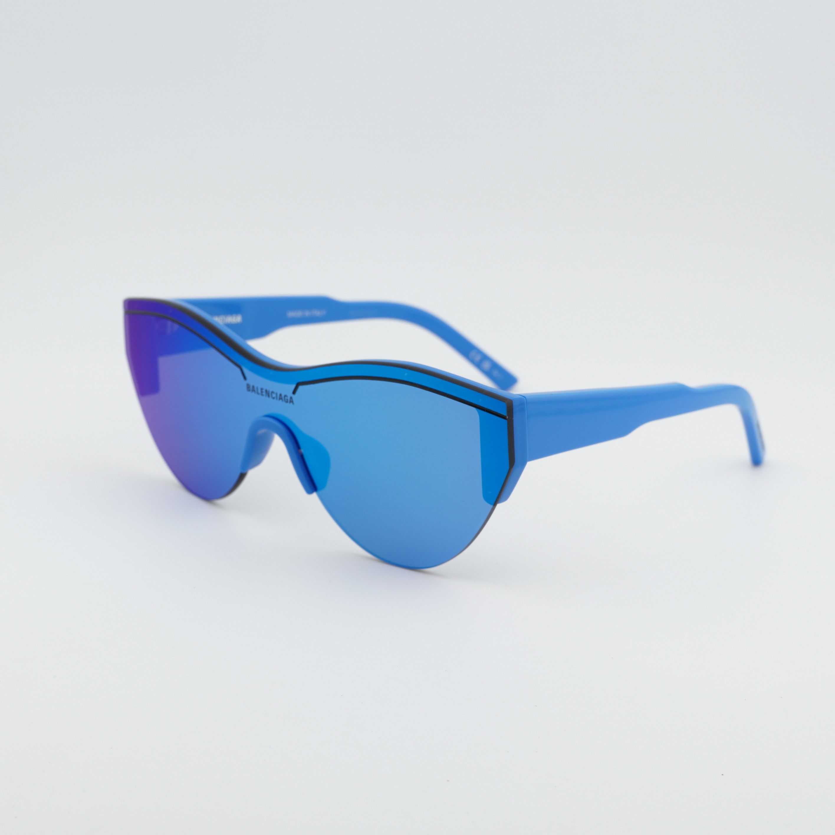Balenciaga Balenciaga BB0004S 013 Semi Rim Sunglasses Blue Shield Frame Size ONE SIZE - 1 Thumbnail
