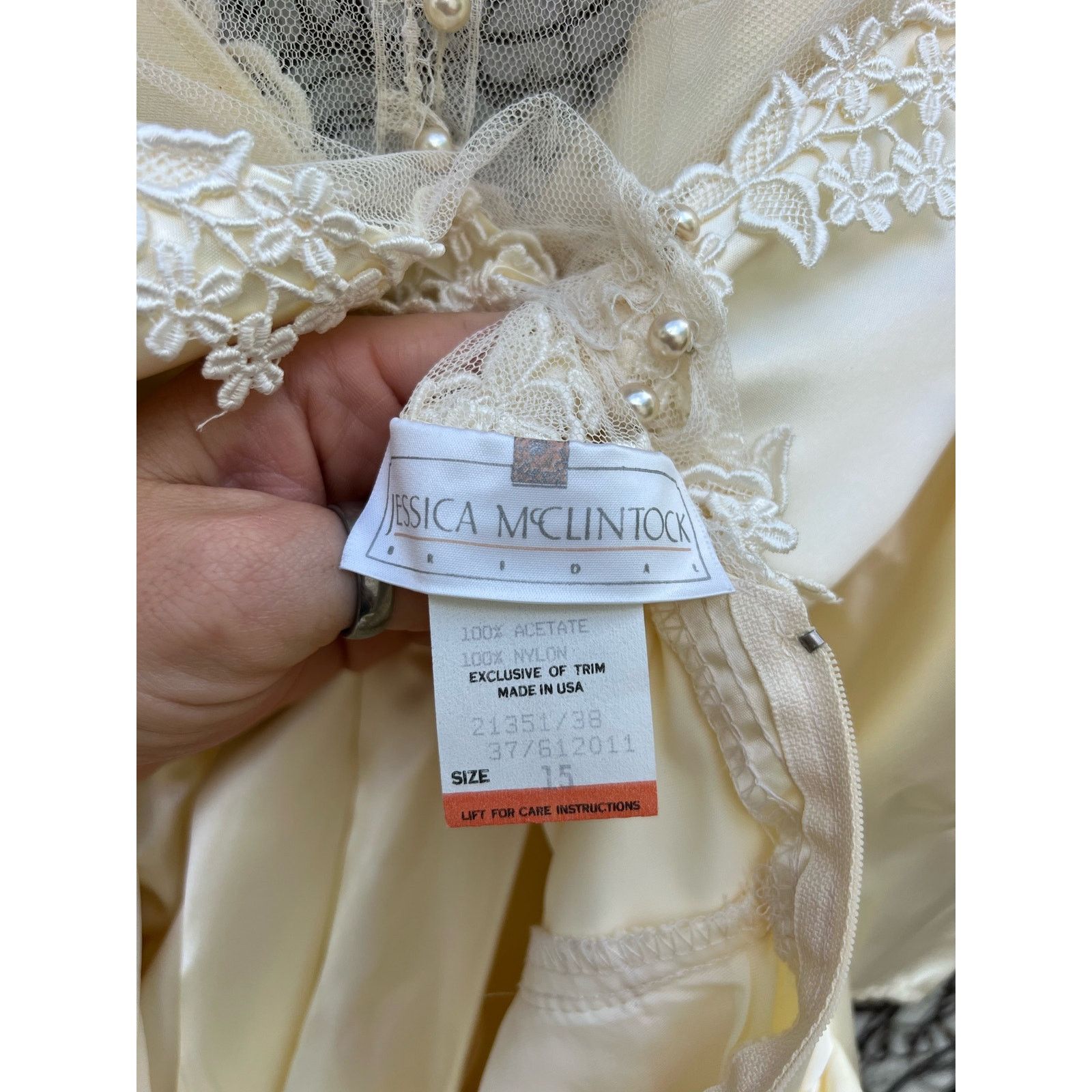 Jessica McClintock 80s Jessica McClintock Wedding Dress Cinderella Victorian Size M / US 6-8 / IT 42-44 - 12 Thumbnail