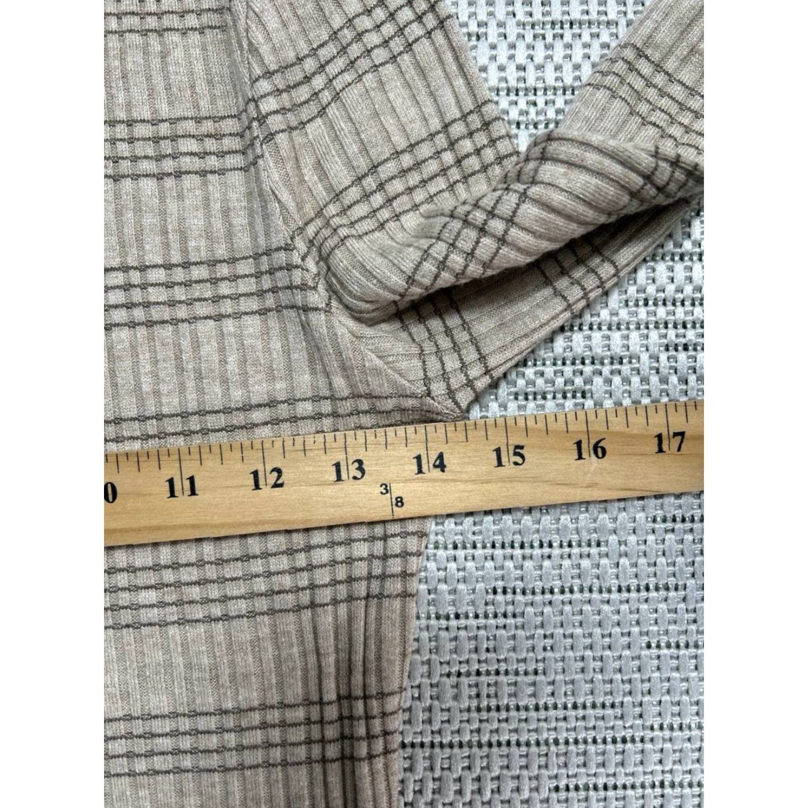 Vince Vince Womens Small Beige Mock Neck Rib Stripe Sweater Knit Pullover Tight Knit Casual Shirt Size S / US 4 / IT 40 - 7 Thumbnail