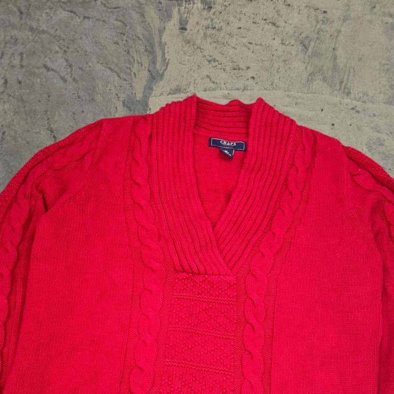 Chaps × Vintage Vintage 90s Chaps Denim Cable Knit Sweater Size US M / EU 48-50 / 2 - 2 Thumbnail