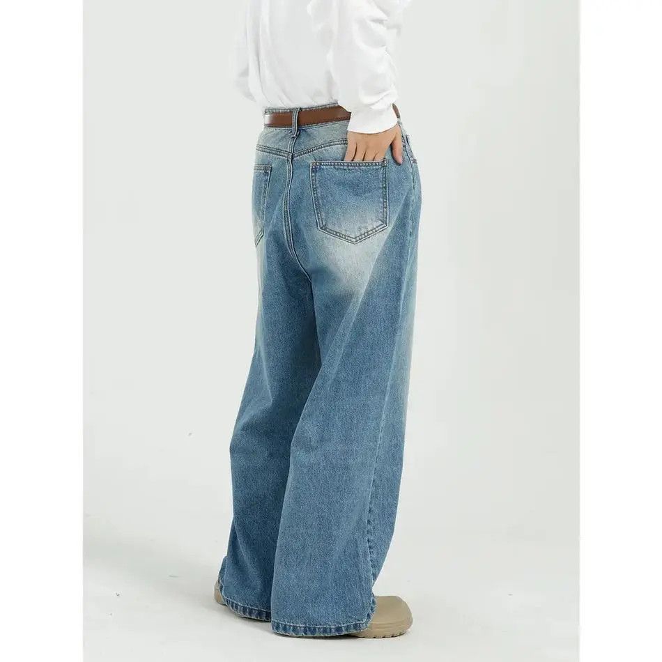 Japanese Brand Retro blue straight leg wide leg jeans Size US 32 / EU 48 - 2 Thumbnail
