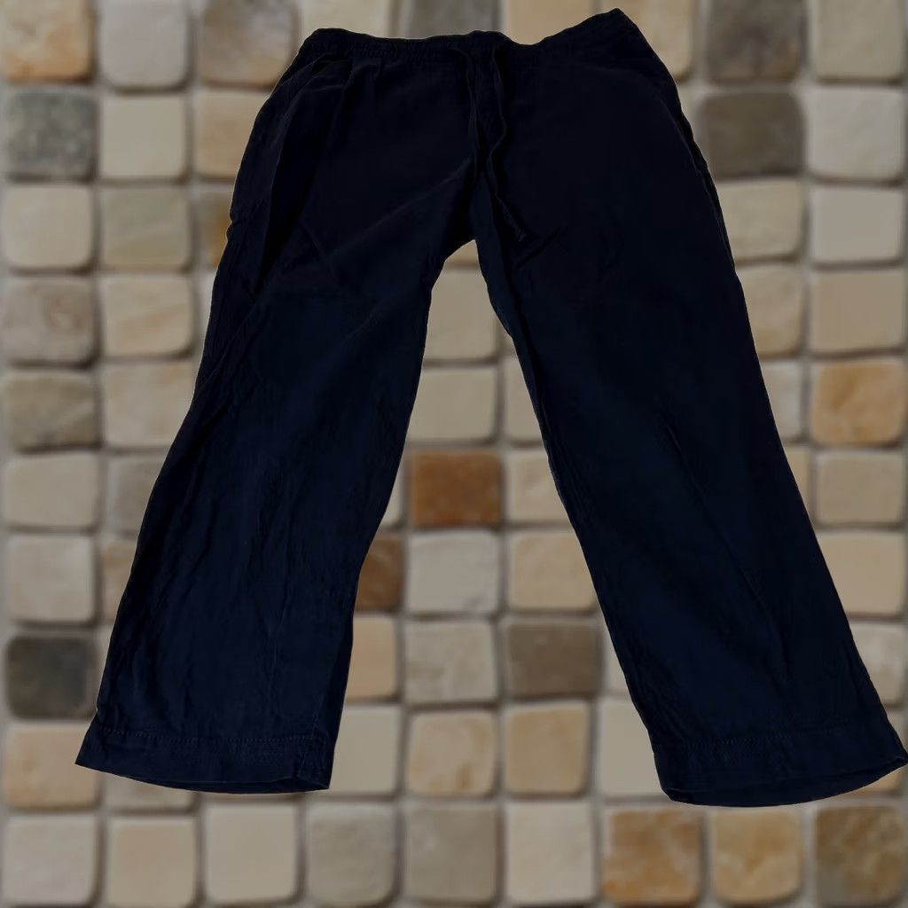 Gap Gap Easy Pant Women Medium Navy Blue Pull On Elastic Waist Drawstring 32x24 Casual Modern Knit Cotton Rayon Pockets Straight Size 32" / US 10 / IT 46 - 1 Thumbnail