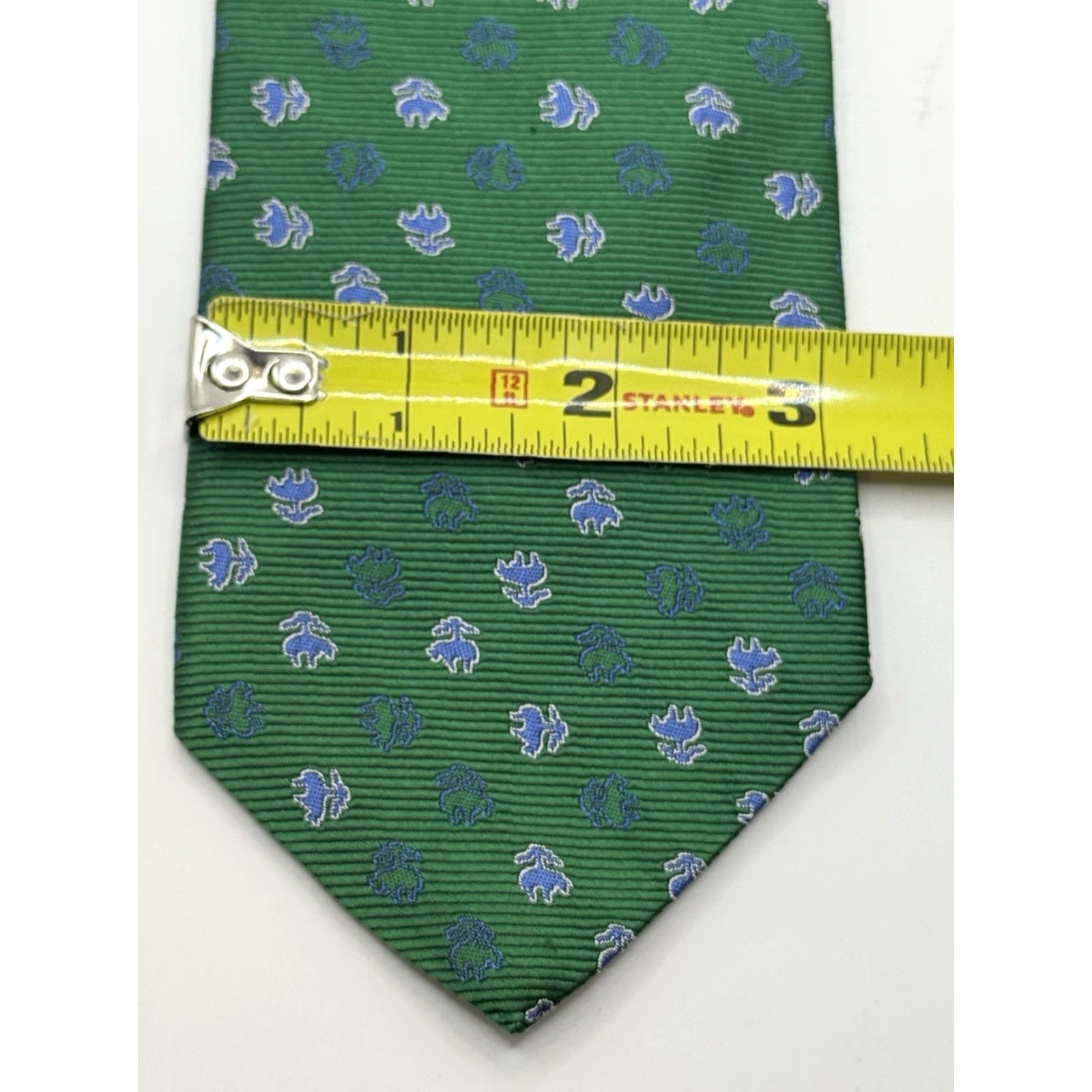 Brooks Brothers VINTAGE? Brooks Brothers Tie Mens Green Logo Silk Made USA 346 AOP Necktie, One Size, Classic Pointed, 100% Silk, Woven, Logo, USA, Tie Size ONE SIZE - 2 Thumbnail