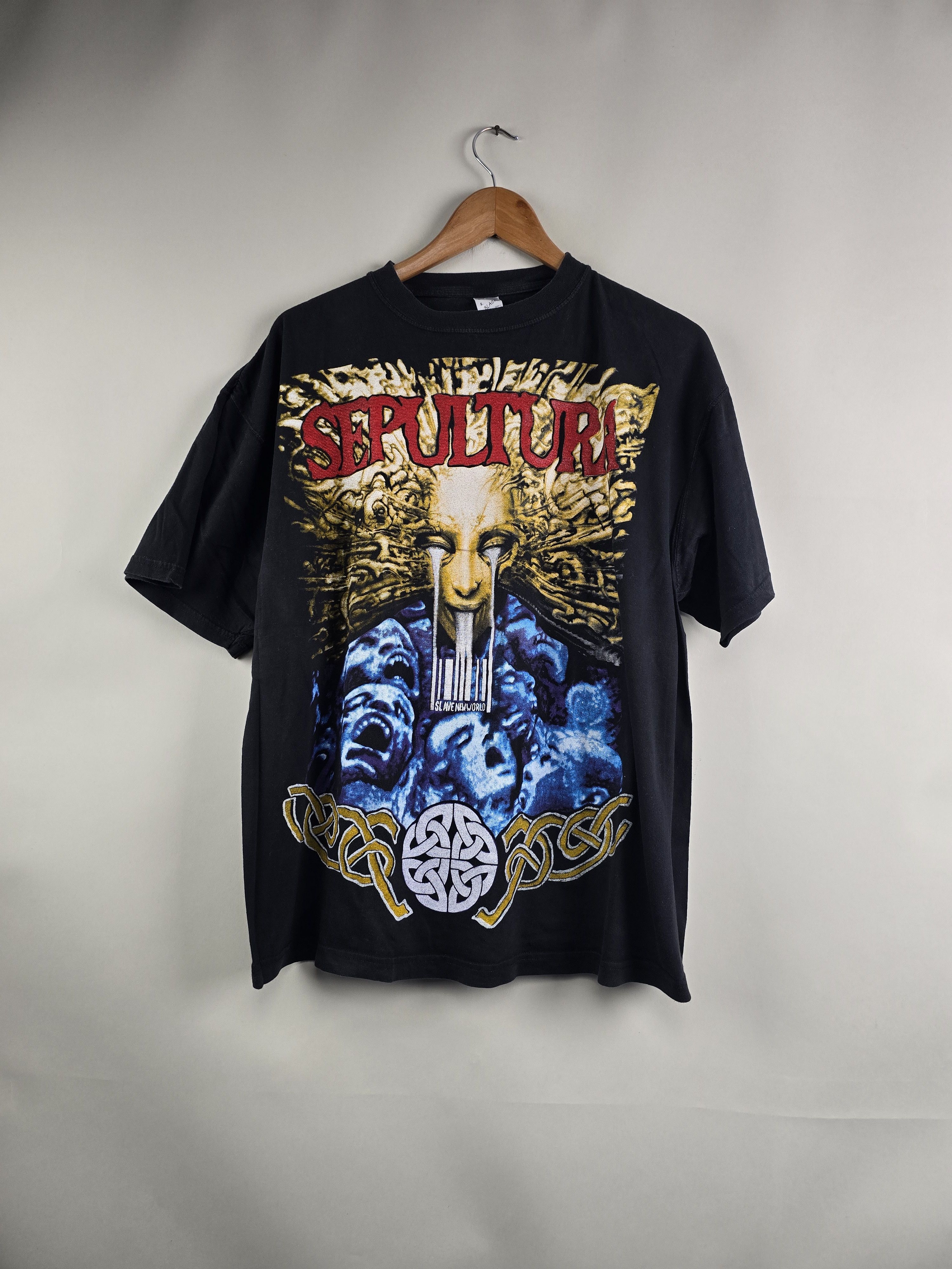 Band Tees × Vintage 90s Sepultura Slave New World 1994 L 23" 26.5" Size US L / EU 52-54 / 3 - 1 Thumbnail